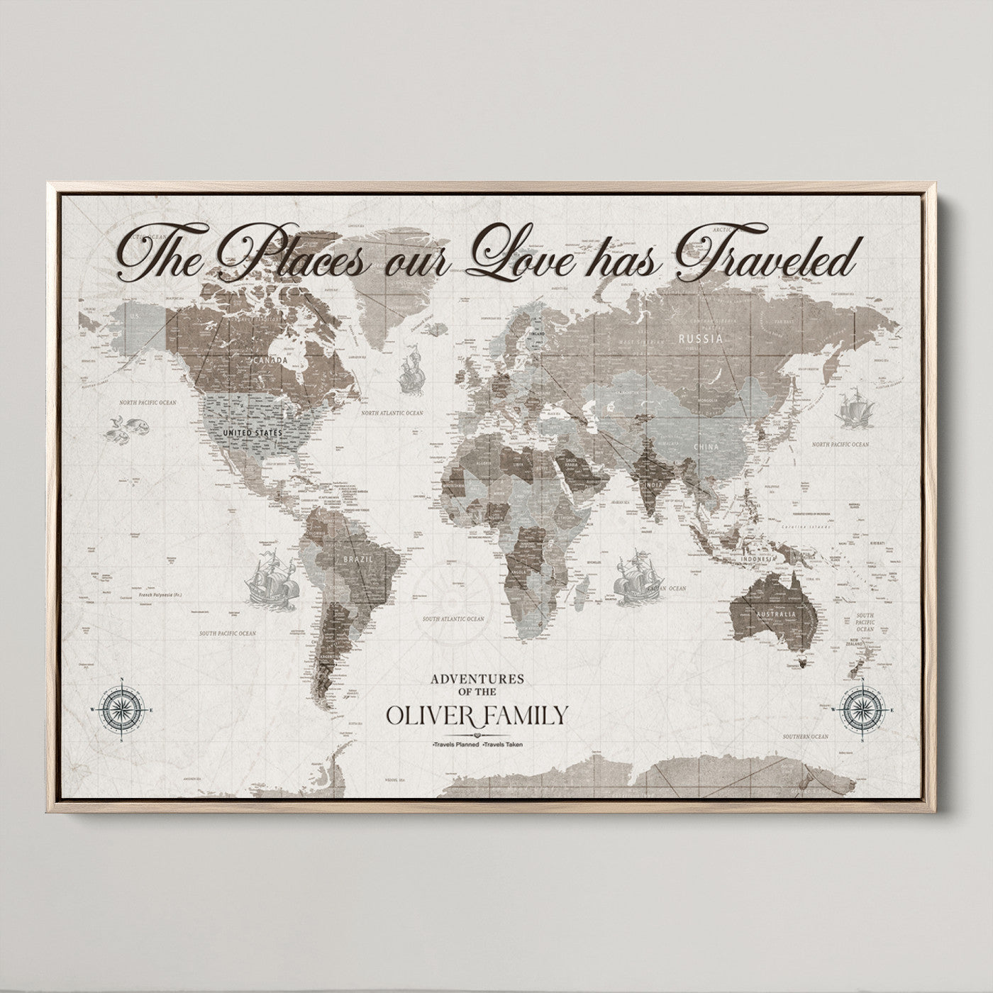 88245481-MGV-CV-36X24-Custom Push Pin World Map Wall Canvas Print – Personalized Travel Tracker with Pins – Framed Large Multi-Size Canvas for Home Office Decor
