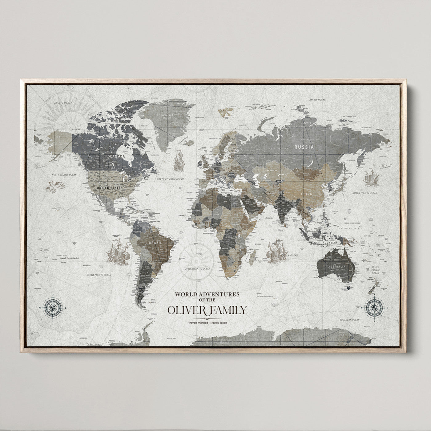 24596128-MGV-CV-36X24-Custom Push Pin World Map Wall Canvas Print – Personalized Travel Tracker with Pins – Framed Large Multi-Size Canvas for Home Office Decor