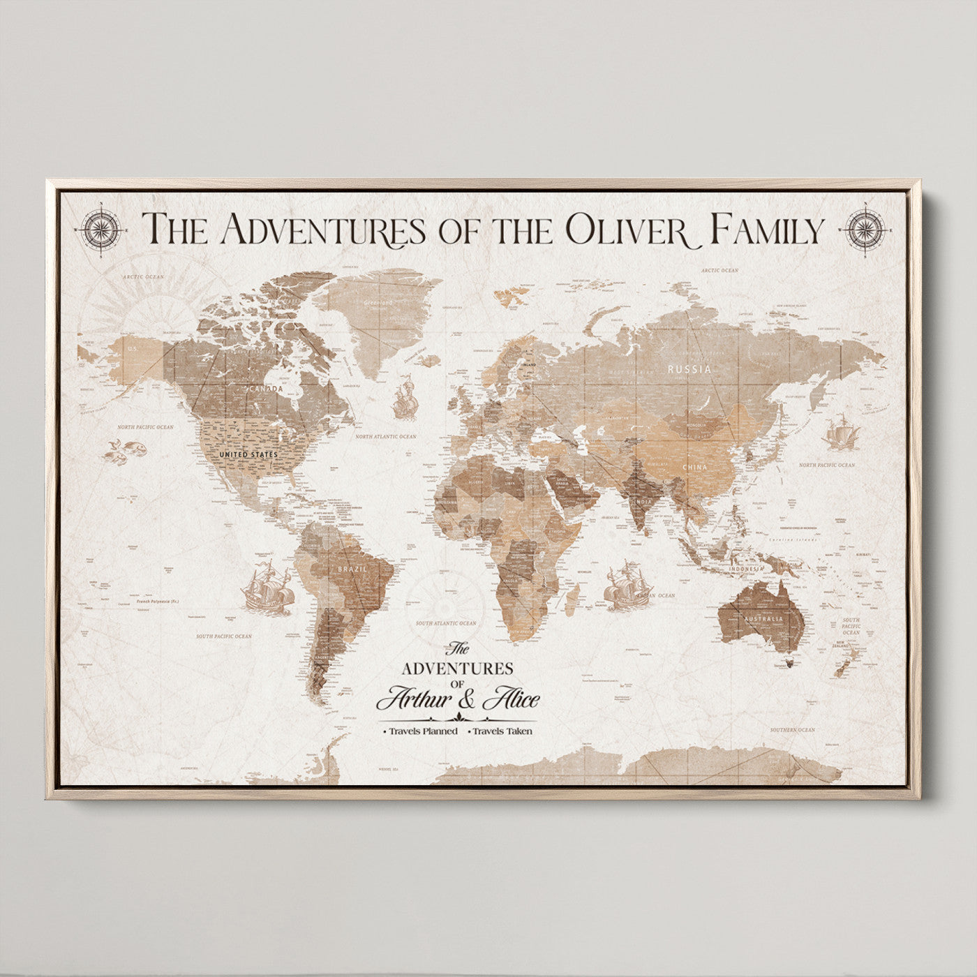 58395047-MGV-CV-36X24-Custom Push Pin World Map Wall Canvas Print – Personalized Travel Tracker with Pins – Framed Large Multi-Size Canvas for Home Office Decor