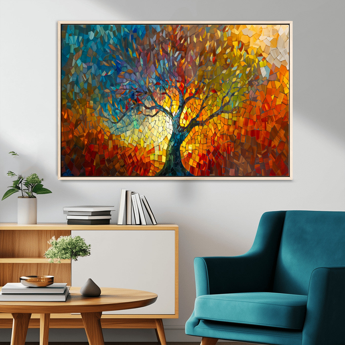 MGV-FC-36X24 - Mosaic Tree Canvas Wall Art – Vibrant Abstract Nature Design, Colorful Decor for Living Room, Bedroom, or Creative Spaces