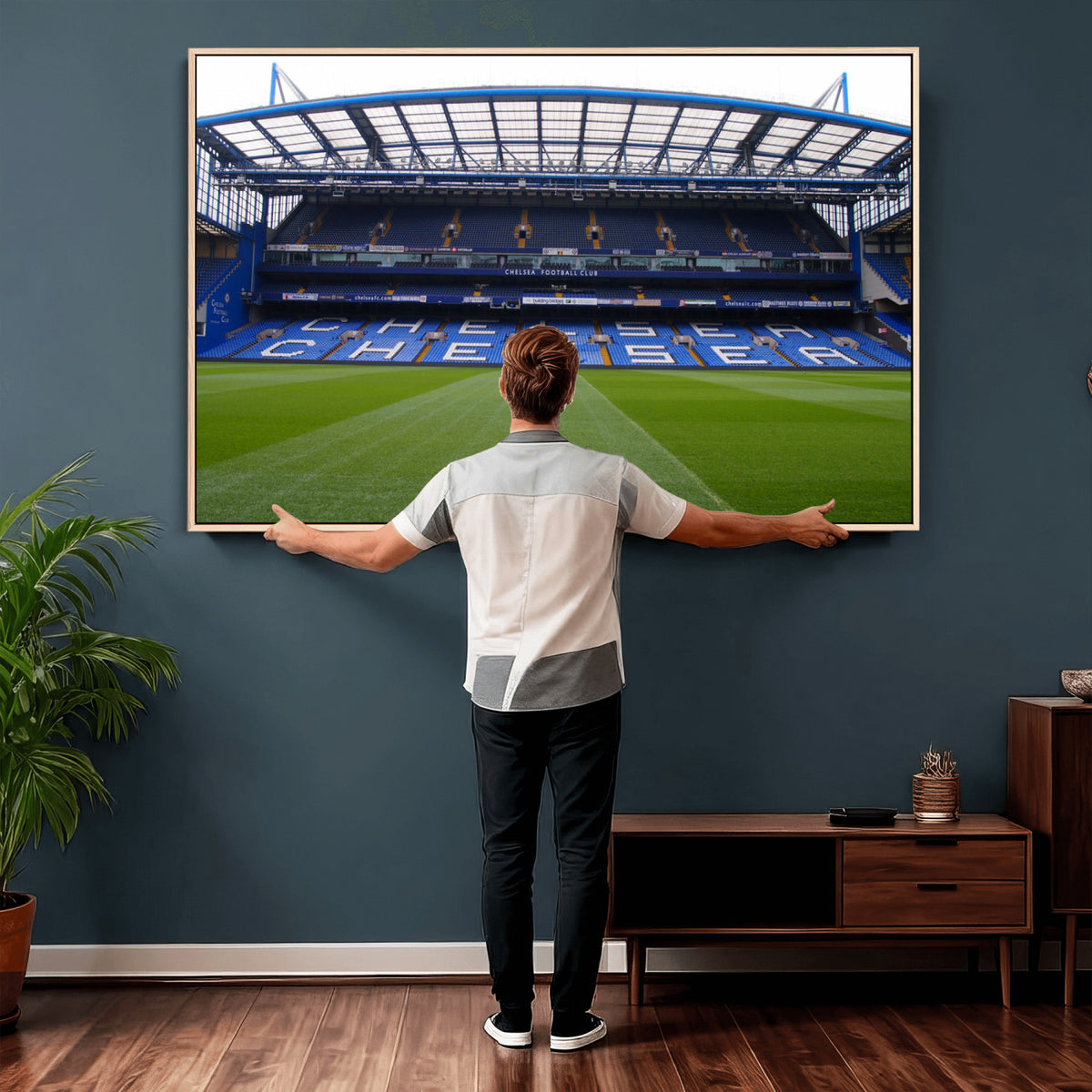 38616413CHELSA-MGV-CV-36X24 - Stamford Bridge Chelsea Football Stadium Canvas Wall Art