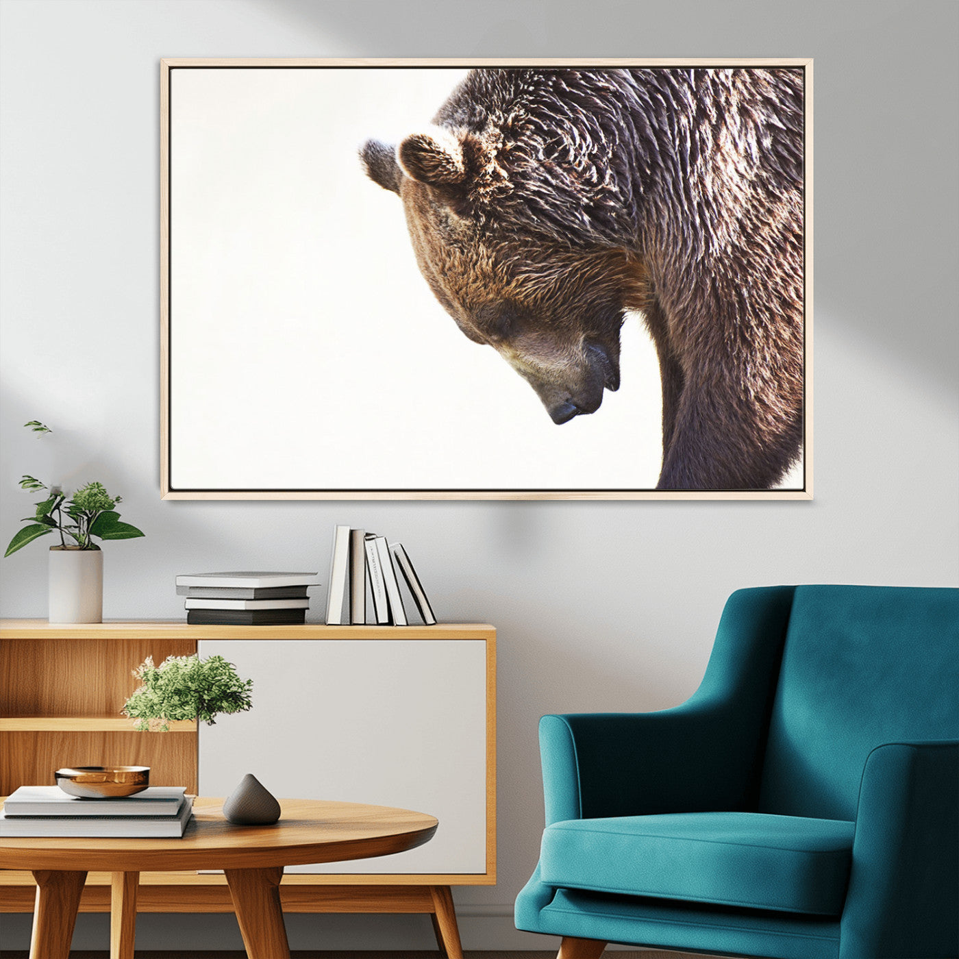 Majestic Bear Portrait - Capture the raw beauty of a bear in a detailed close-up, perfect for your Wall Art Canvas Print collection