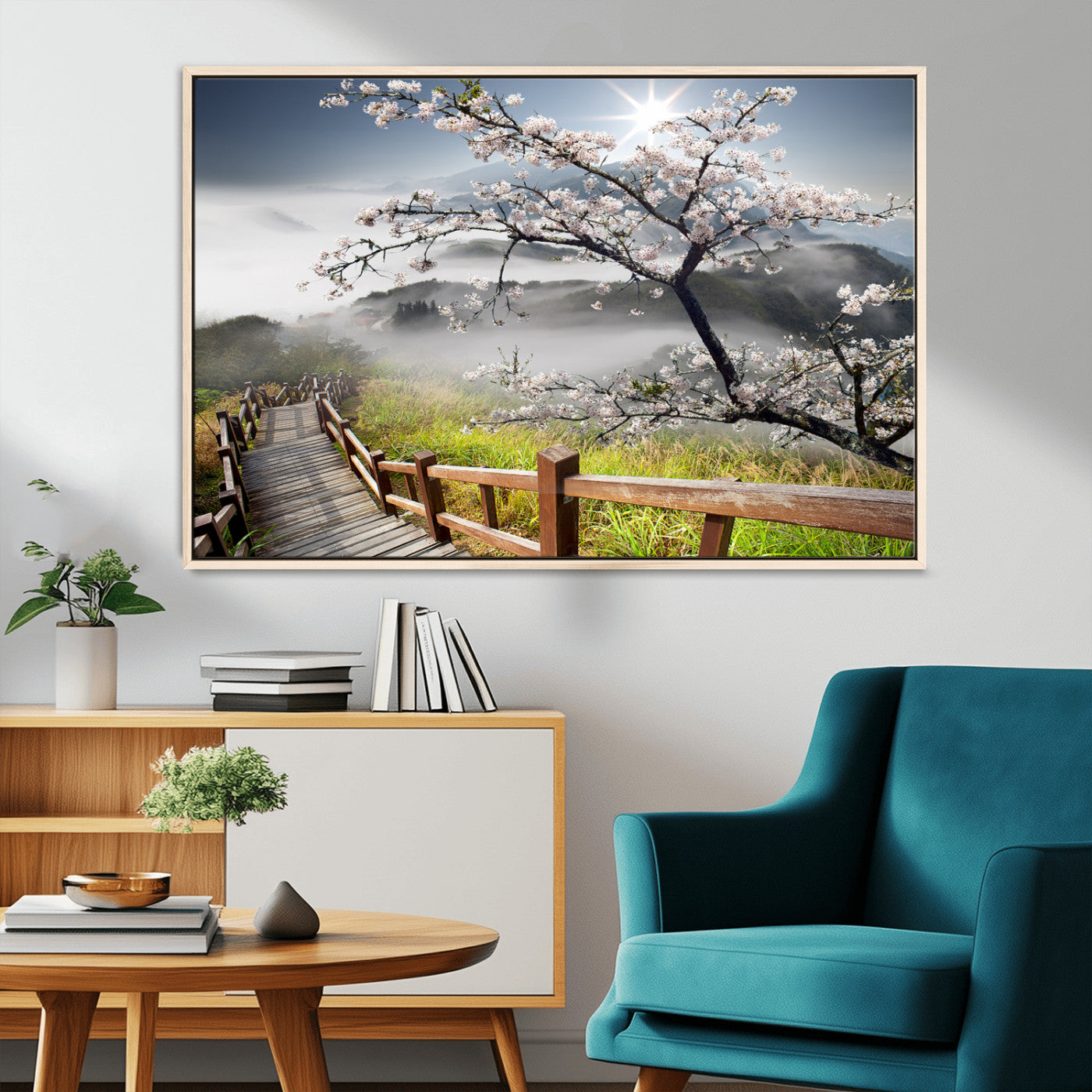 MGV-FC-36X24 - Sakura Cherry Blossom Pathway Canvas Wall Art – Tranquil Walk Through Blossoming Nature – Ready to