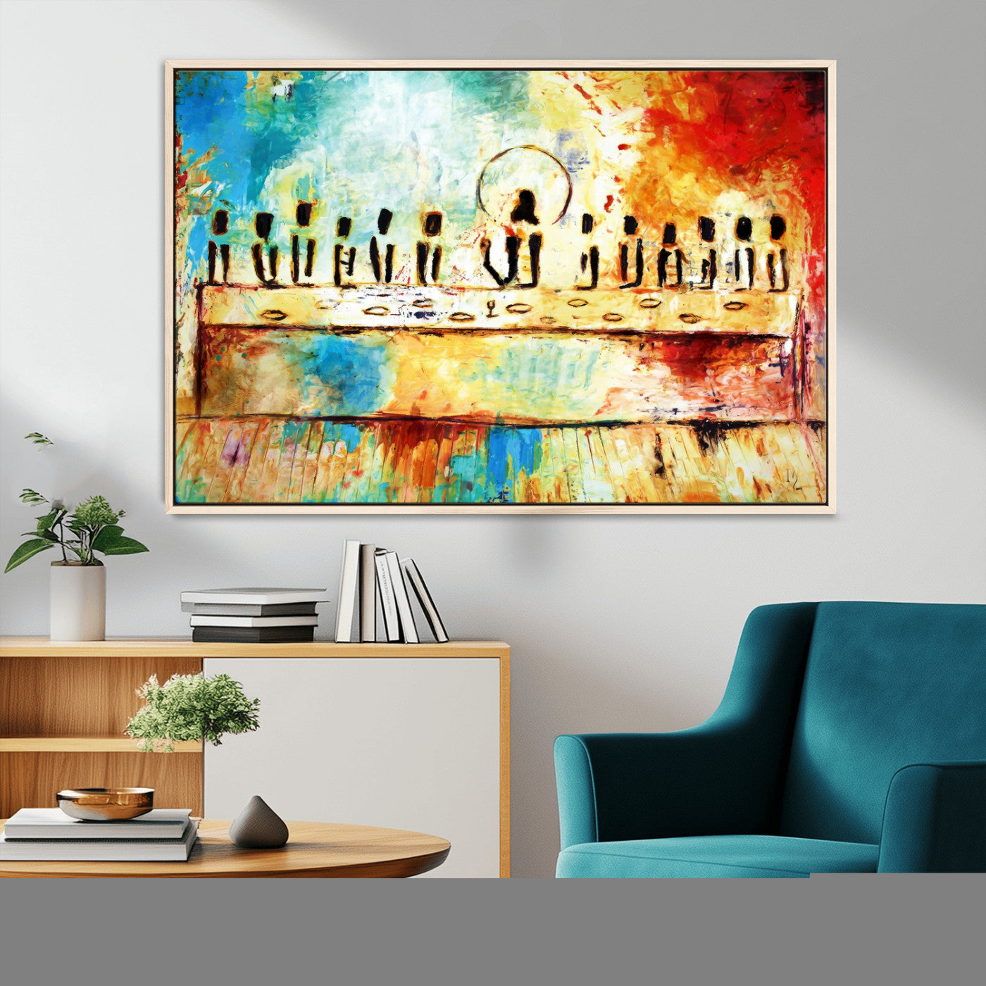 Abstract Last Supper with Apostles Wall Art Canvas Print