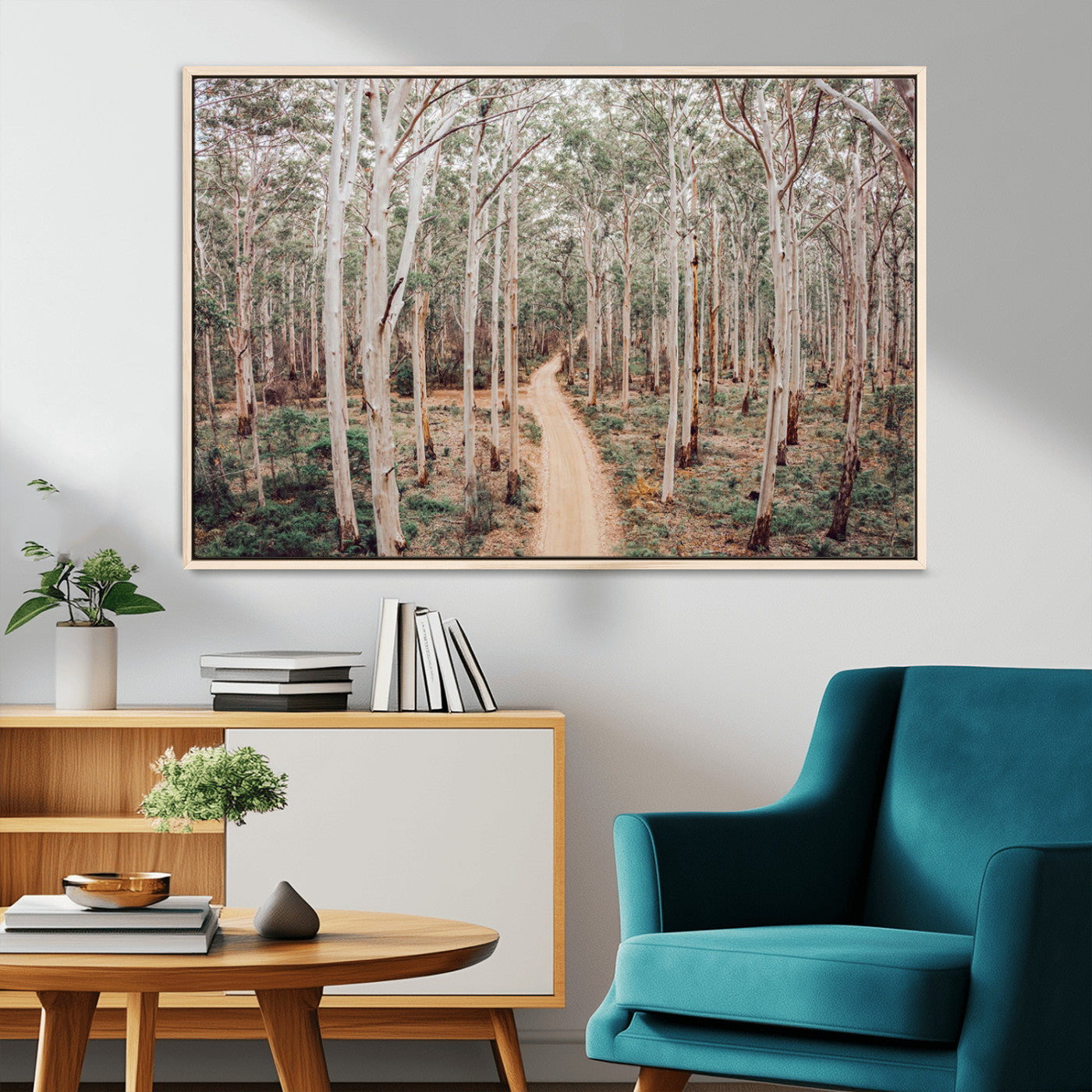 24760563-MGV-FC-36X24_Natural-Forest Dirt Road Canvas Wall Art Print, Scenic Woodland Pathway, Tall Trees Nature Canvas for Living Room or Office 1 Panel Wrapped Canvas