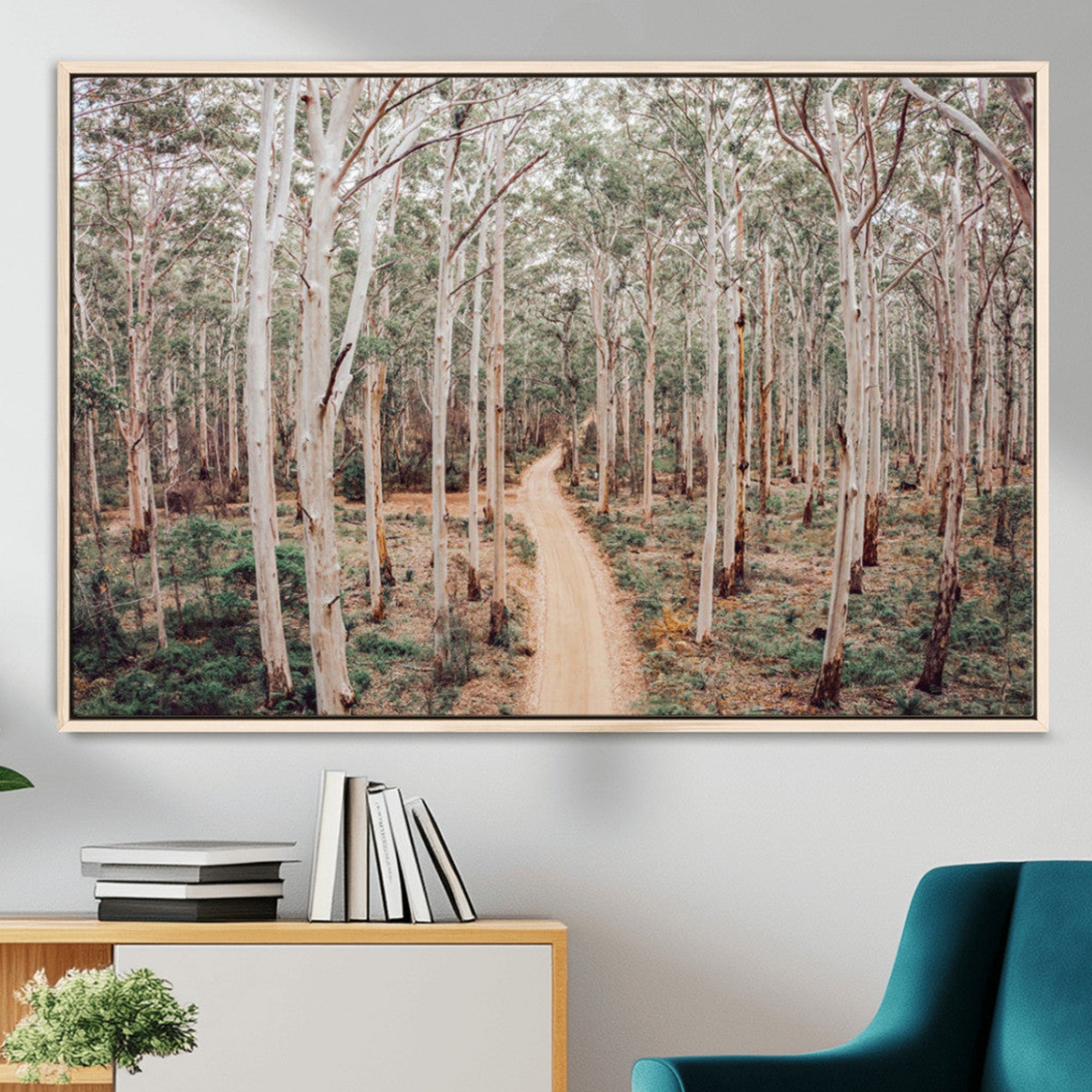 24760563-MGV-FC-36X24_Natural-Forest Dirt Road Canvas Wall Art Print, Scenic Woodland Pathway, Tall Trees Nature Canvas for Living Room or Office 1 Panel Wrapped Canvas
