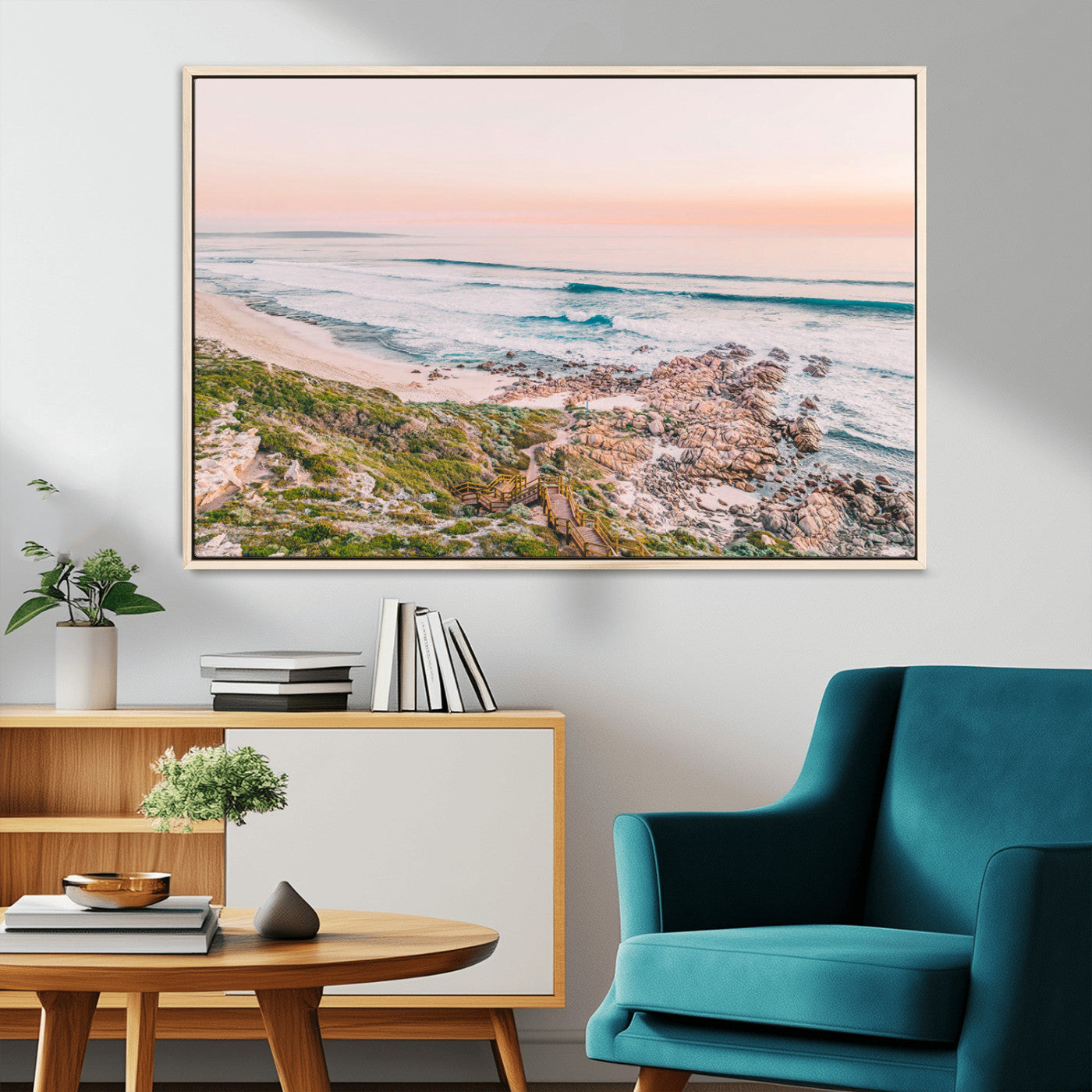 27332135-MGV-FC-36X24_Natural-Coastal Cliffside Canvas Wall Art Print, Ocean Shore Landscape Decor, Large Scenic Beach Canvas for Living Room or Office 1 Panel Wrapped Canvas