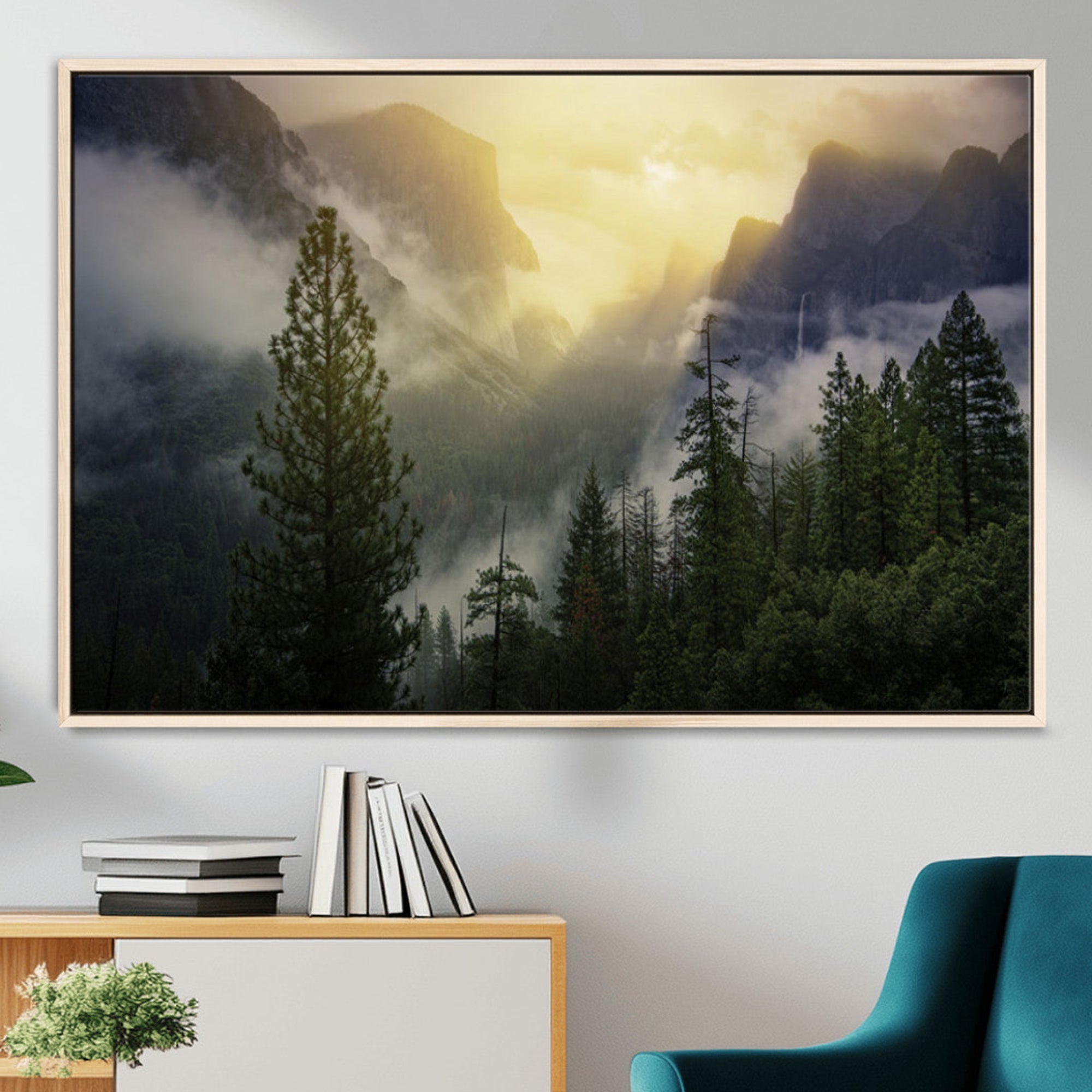 38316884-MGV-FC-36X24_Natural-Misty Forest Sunrise Mountain Valley Pine Trees Foggy Landscape Nature Scenic Outdoors Calm Tranquil