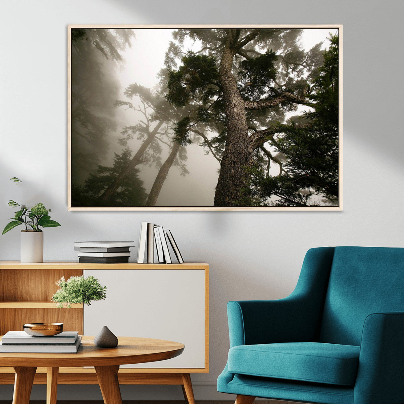 87969493-MGV-FC-36X24_Natural-Misty Forest Tall Trees Foggy Atmosphere Nature Serenity Calm Wooded Landscape Tranquil Scene Outdoor Beauty Wall Art Canvas Print