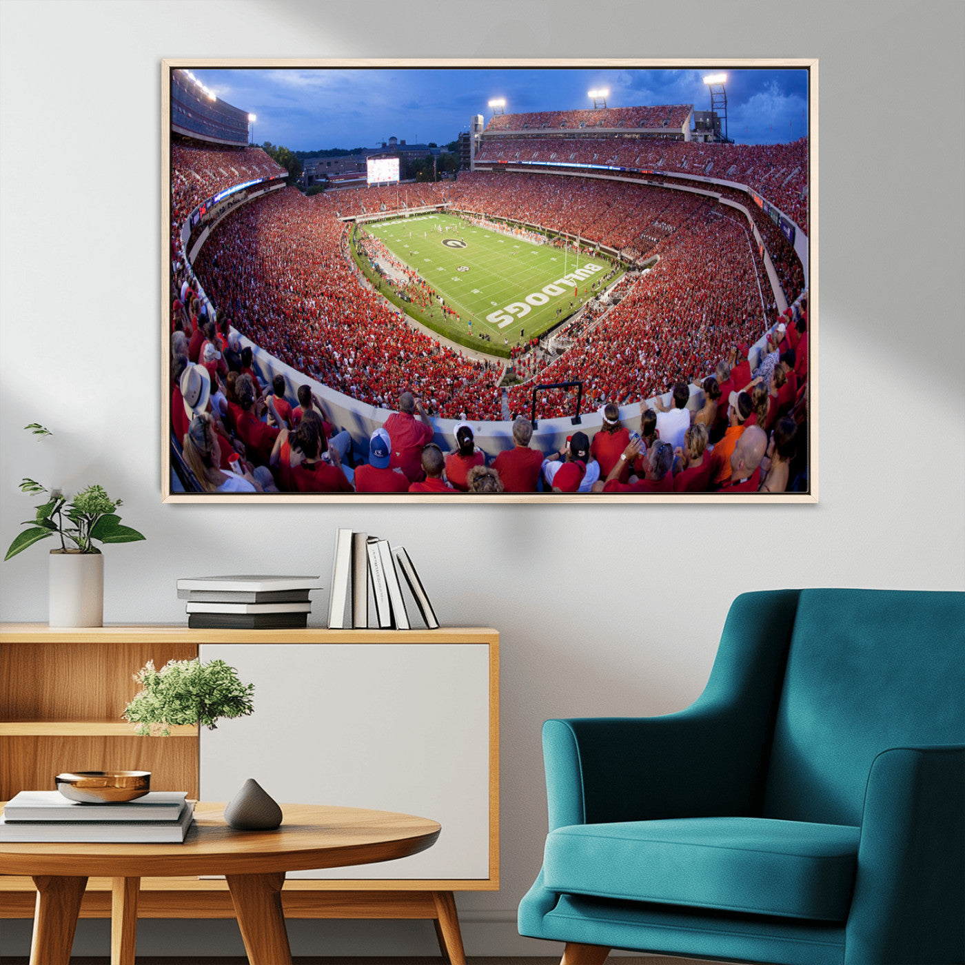 10244378-MGV-FC-36X24-Dooley Stadium Wall Art Print, Sports Arena Canvas Wall Art, Dooley Field at Sanford Stadium Canvas Print, Modern Athletic Field Art Printing