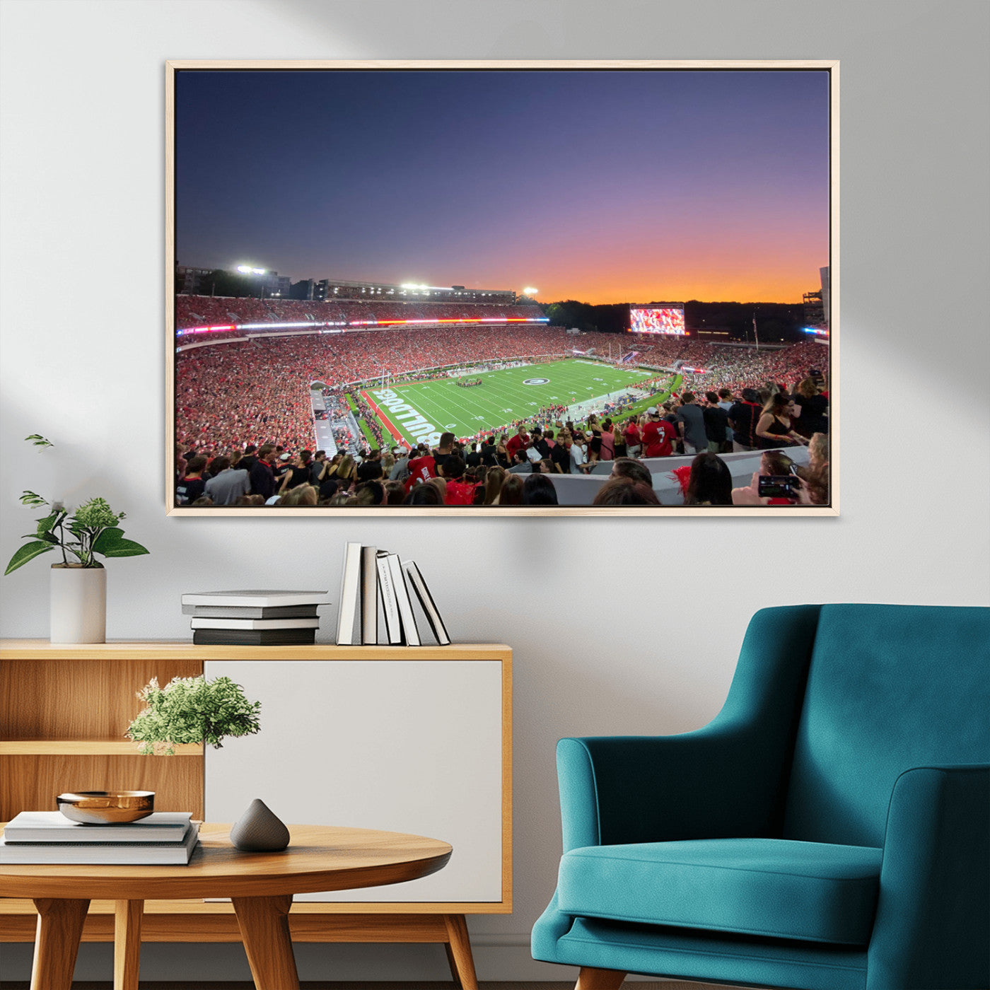 25139565-MGV-FC-36X24-Dooley Stadium Wall Art Print, Sports Arena Canvas Wall Art, Dooley Field at Sanford Stadium Canvas Print, Modern Athletic Field Art Printing