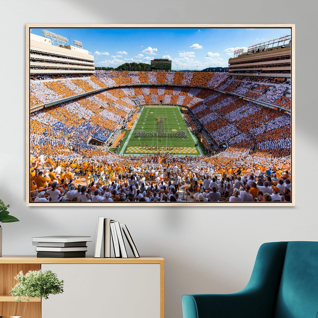 77097951-MGV-FC-36X24 - Tennessee Neyland Stadium Wall Art, Sports Arena Canvas Print, Panoramic Stadium Canvas Artwork for Home, Office
