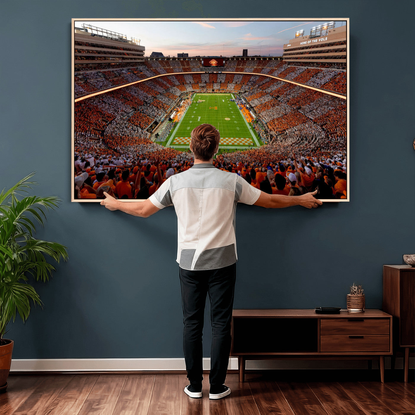37160229-MGV-CV-36X24 - Tennessee Neyland Stadium Wall Art, Sports Arena Canvas Print, Panoramic Stadium Canvas Artwork for Home, Office