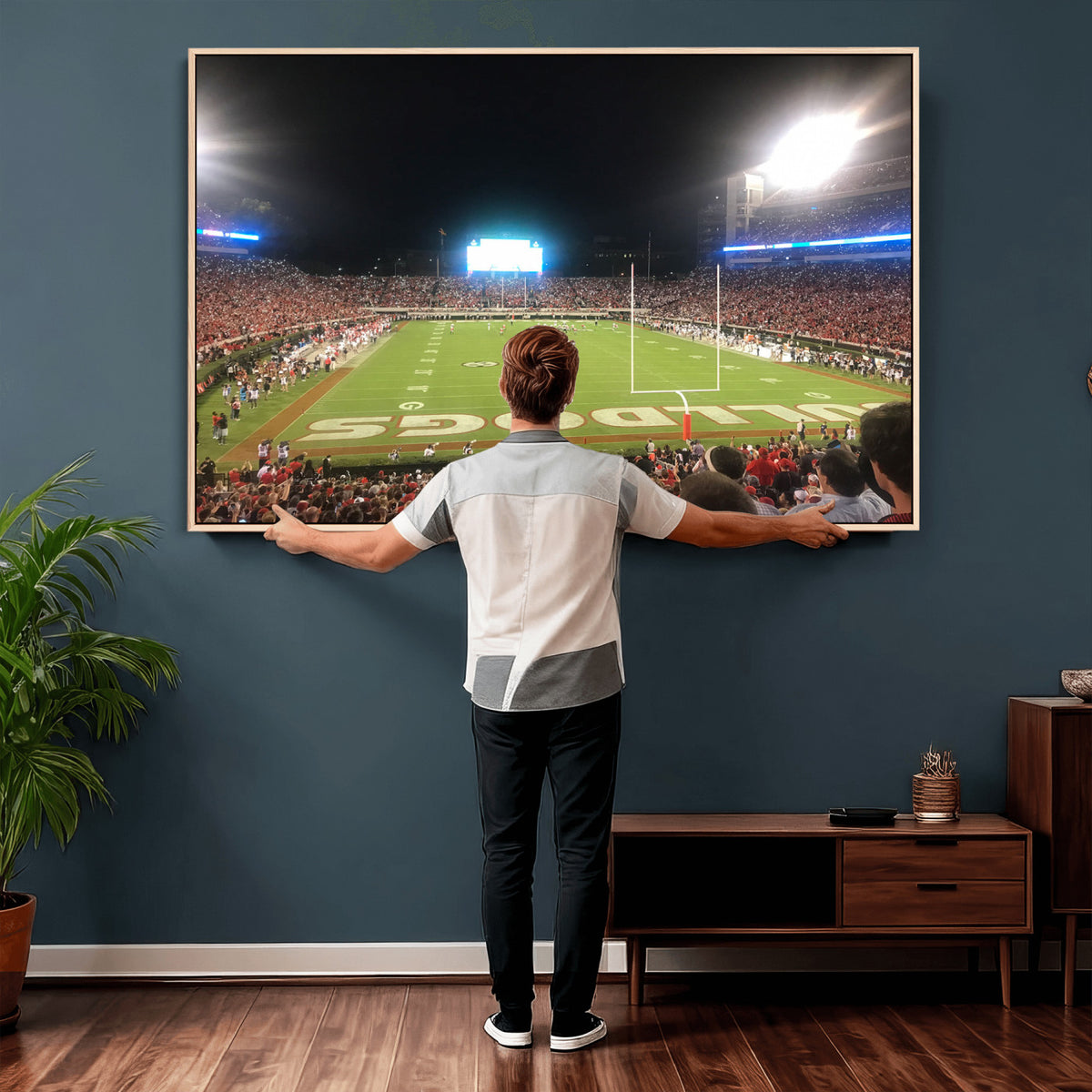 16230786-MGV-CV-36X24 - Dooley Stadium Wall Art, Sports Arena Panoramic Canvas Print, Modern Stadium Landscape Artwork for Home, Office