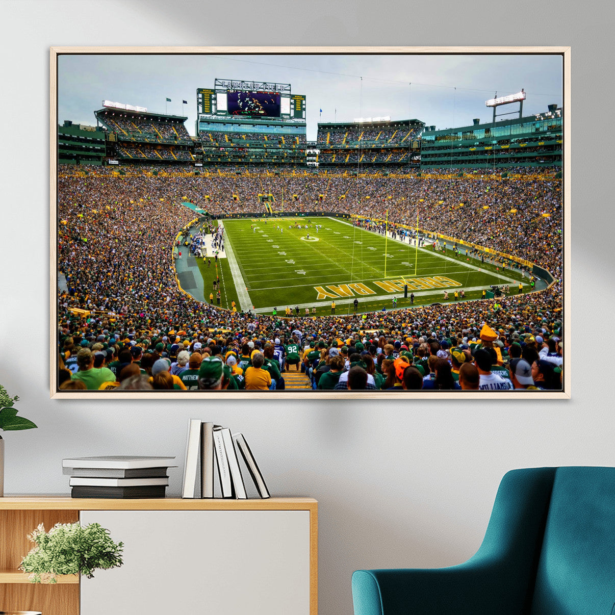 GBP101-MGV-FC-36X24 - Green Bay Packers Lambeau Field Stadium Wall Art Canvas Print, Iconic NFL Football Stadium Artwork, Wisconsin Sports Home Decor