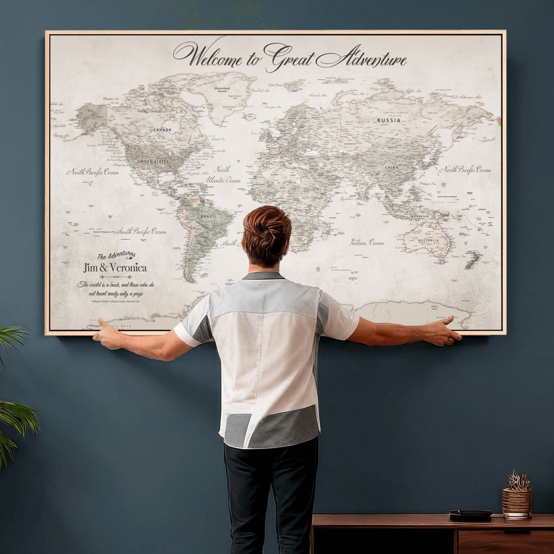 19217574-MGV-FC-36X24 - Personalized Push Pin World Map Wall Art Canvas Print with Pins – Customize  Travel Tracker Map for Home and Office Décor