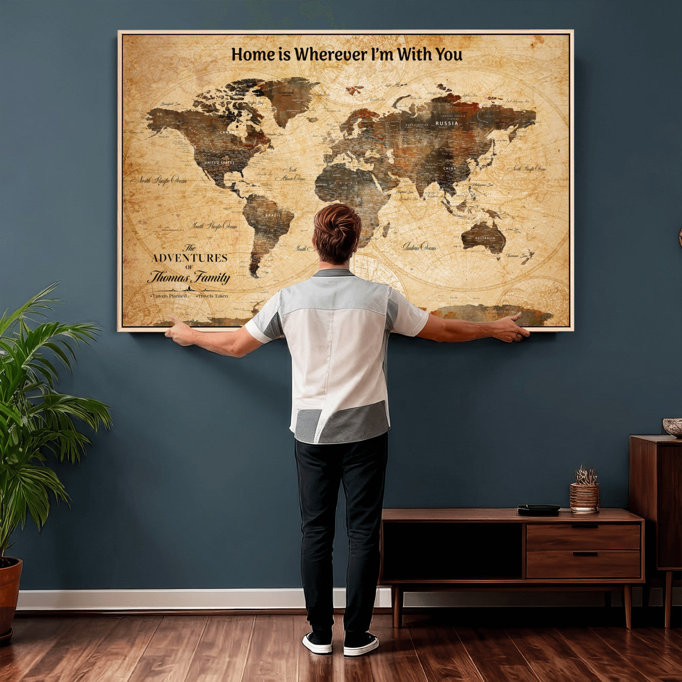 61703173-MGV-FC-36X24 - Personalized Push Pin World Map Wall Art Canvas Print with Pins – Customize  Travel Tracker Map for Home and Office Décor