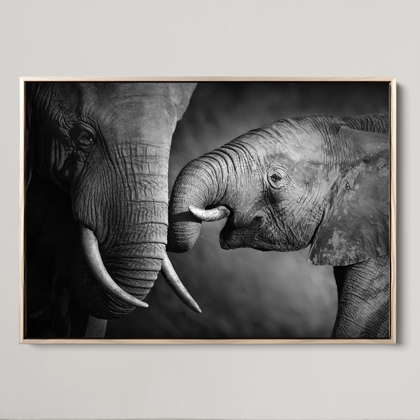 42691-MGV-CV-36X24-Elephant Family Wall Art Canvas, Framed Elephant Family Canvas Print
