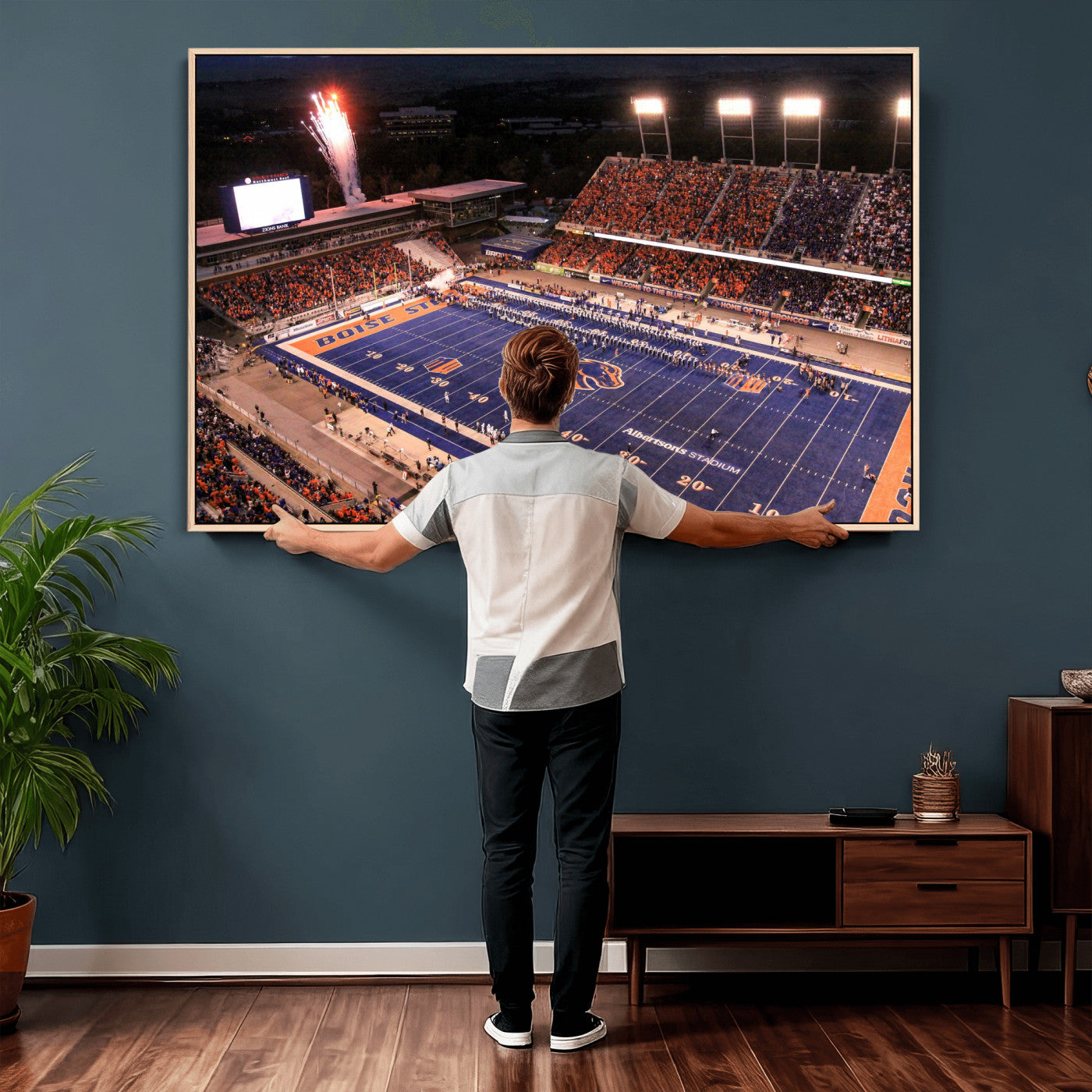 58849575-MGV-CV-36X24 - Boise State Stadium Large Wall Art Canvas Print for Living Room Office Wall Decor