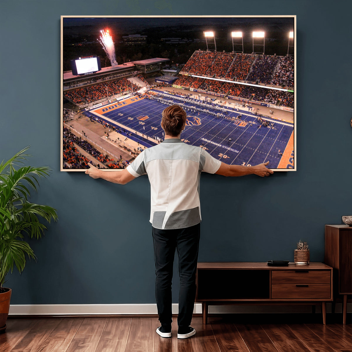 58849575-MGV-CV-36X24 - Boise State Stadium Large Wall Art Canvas Print for Living Room and Game Room Decor