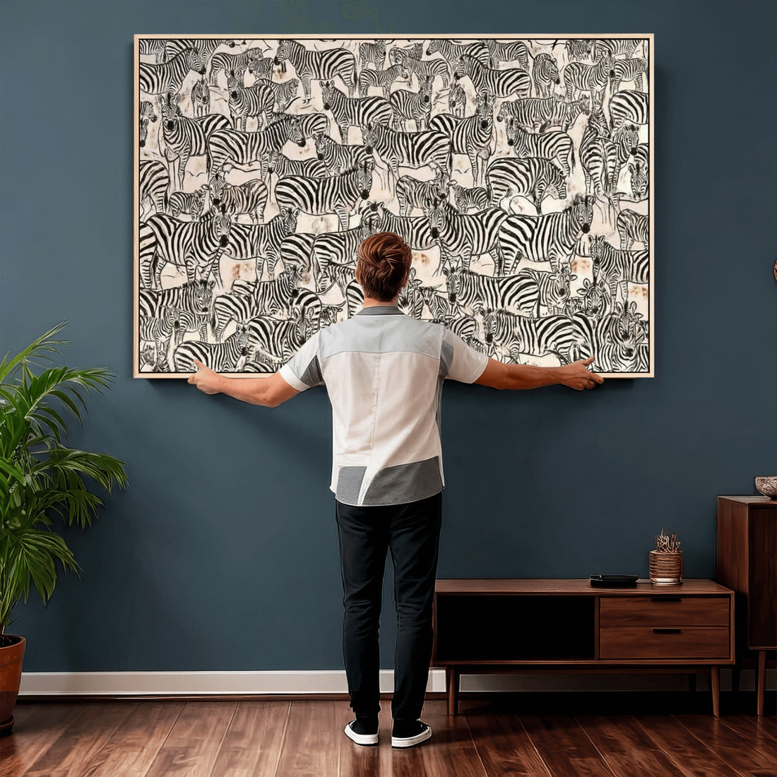 Abstract Zebra Wall Art Canvas Print for Farmhouse Decor
