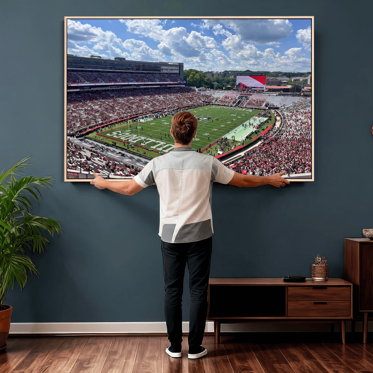 10665453-MGV-CV-36X24 - Georgia Bulldogs Stadium Wall Art Canvas Print, Sanford, Framed and Ready to Hang