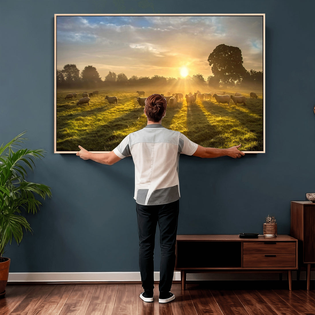 Sheep Wall Art Canvas Print, Rural Farm Animal Artwork