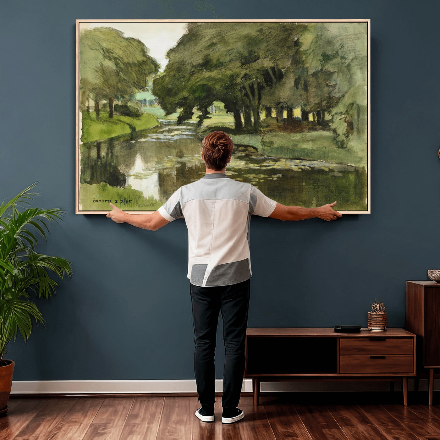 54446767-MGV-CV-36X24 - Anders Zorn Watercolor Canvas Print, Örtofta 1905 Swedish River Landscape, Impressionist Nature Art, Scandinavian Wall Decor, Plein Air Painting Print