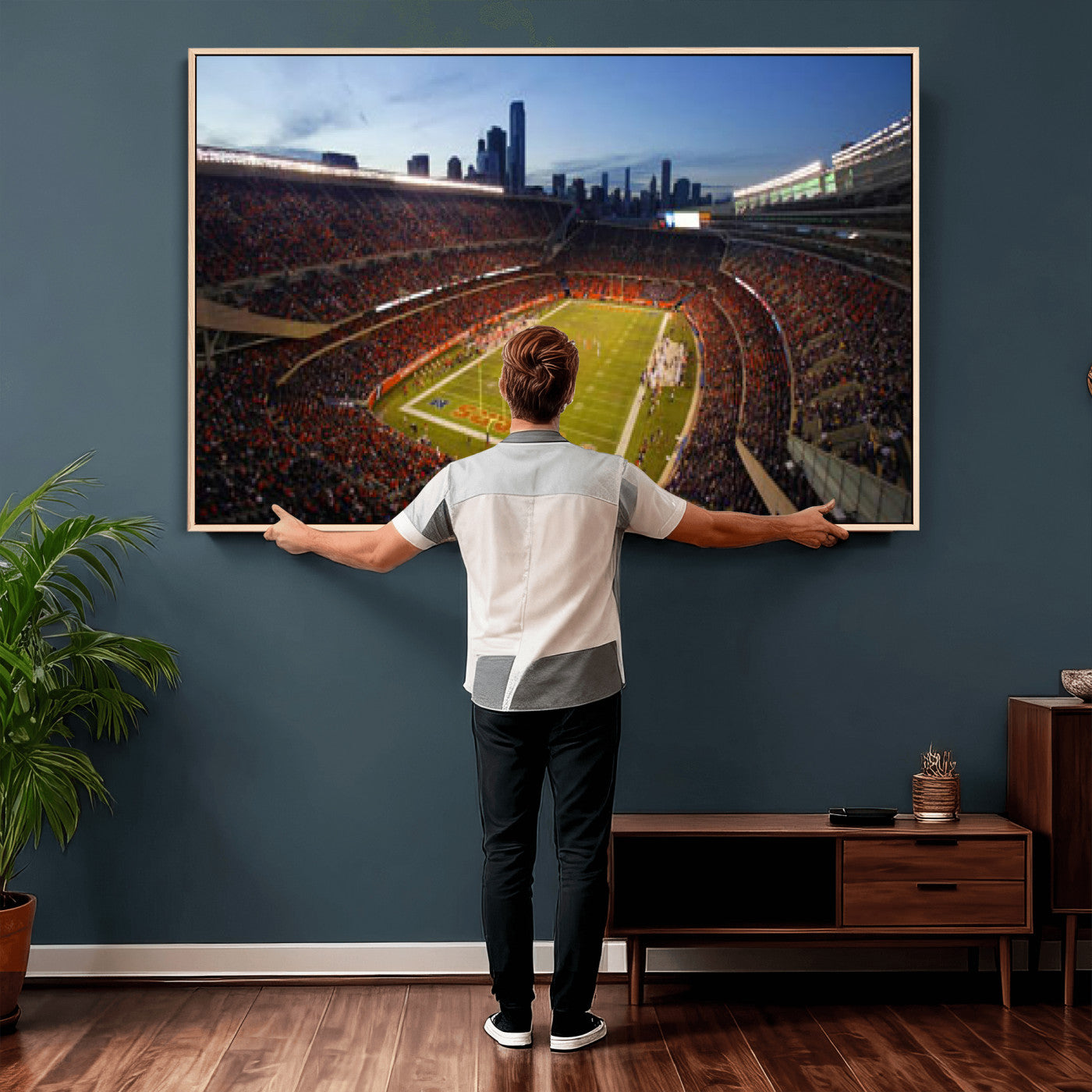 50691720-MGV-CV-36X24 - Chicago Bears Soldier Field Canvas Wall Art, NFL Stadium Panorama Print, Football Arena Photography for Sports Fans