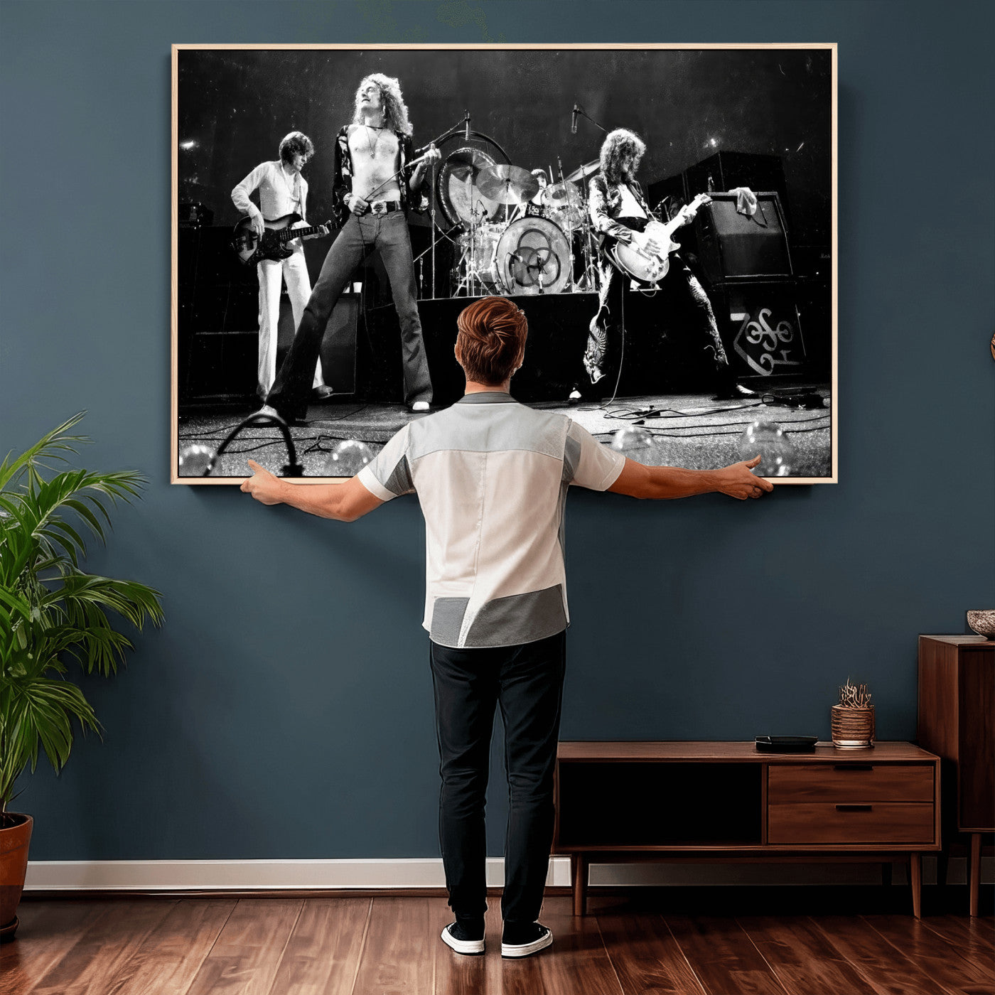 87313532-MGV-CV-36X24 - ed Zeppelin Live Concert Canvas Wall Art, Classic Rock Band Photography Print, Vintage Music Stage Performance Artwork