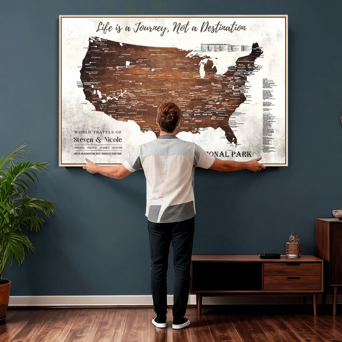 24049800-MGV-CV-36X24 - Personalized USA National Park Push Pin Travel Map Canvas Print