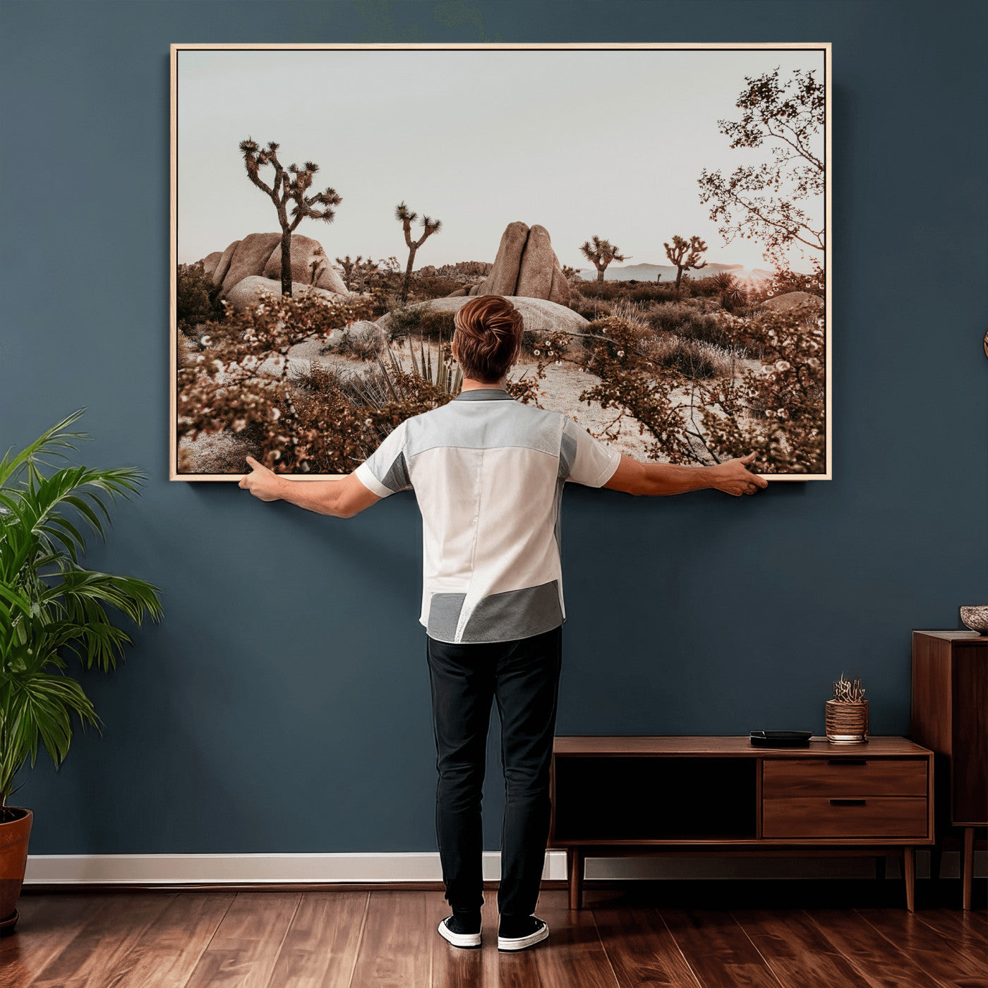 75778944-MGV-CV-36X24 - Joshua Tree Desert Canvas Wall Art Print | Desert Landscape Photography, Boho Southwest Wall Decor, Nature Canvas - Ready to Hang