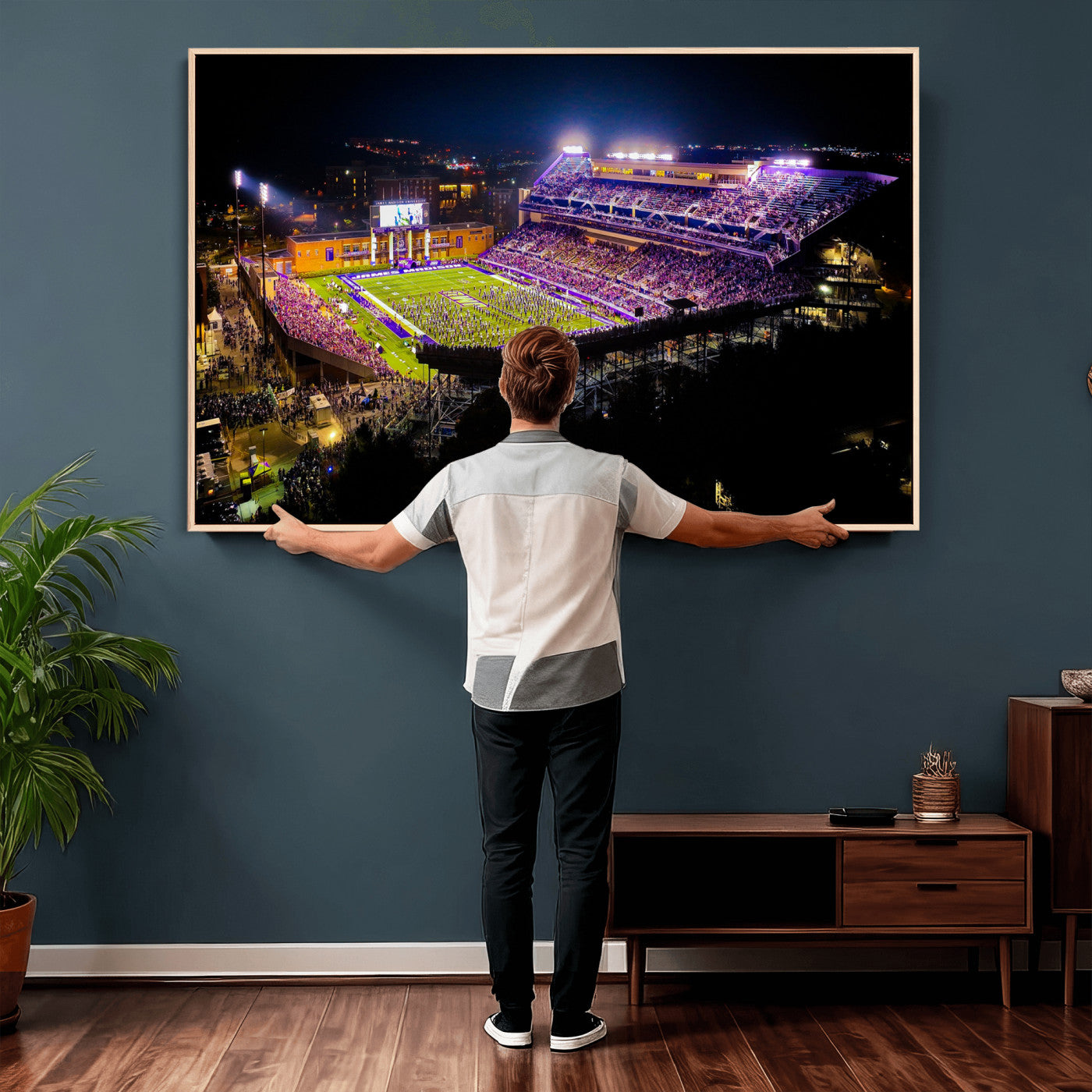 400867JMU2-MGV-CV-36X24 - JMU Stadium Wall Art Canvas Print for Game Room Decor - James Madison University Stadium