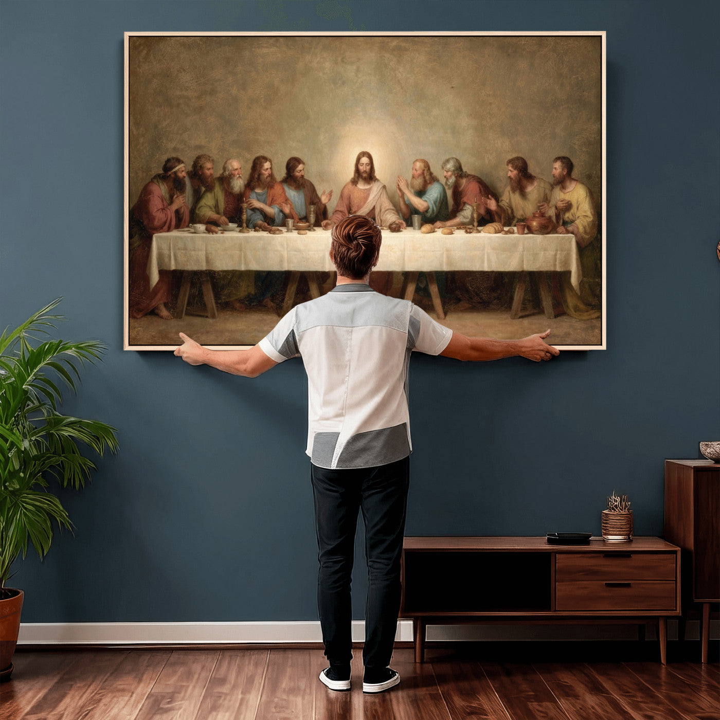 50761248-MGV-CV-36X24 - The Last Supper of Jesus Christ Wall Art Canvas Print - Classical Christian Faith Home Decor