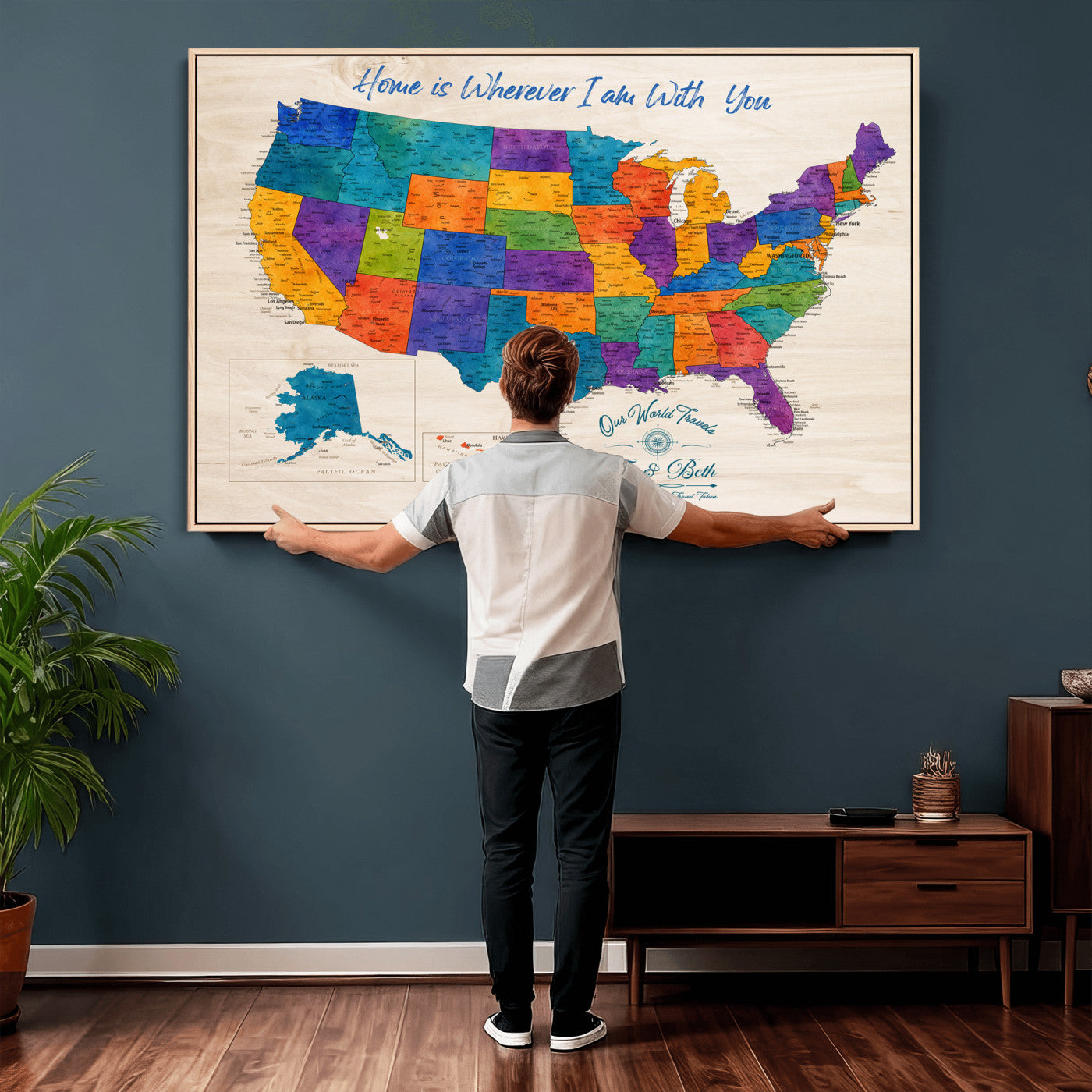 588510355-MGV-CV-36X24 - Personalized USA Push Pin Travel Map – Custom United States Map Wall Art