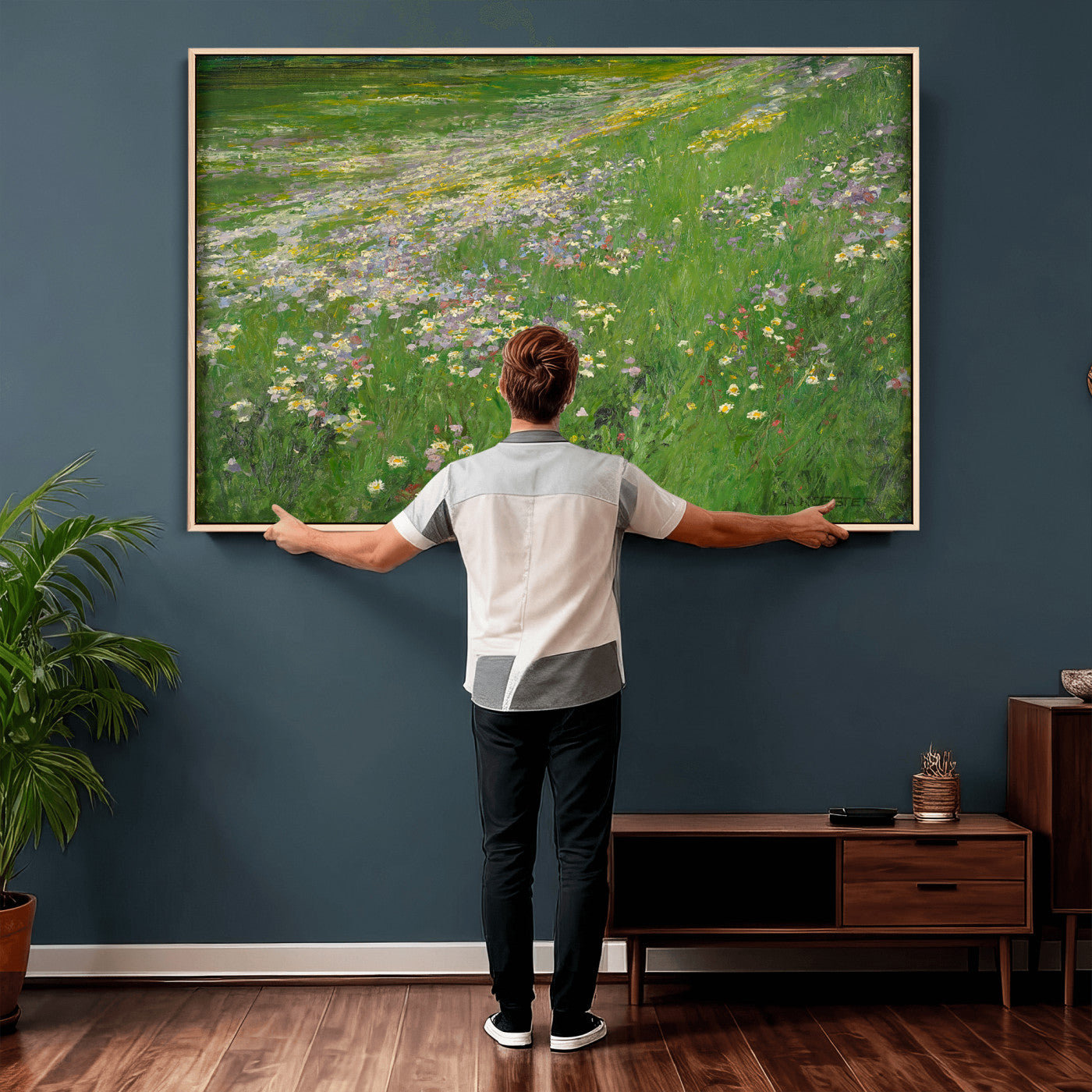 63535040-MGV-CV-36X24 - Alexander Koester Flower Meadow Canvas Wall Art, Vintage Landscape Print