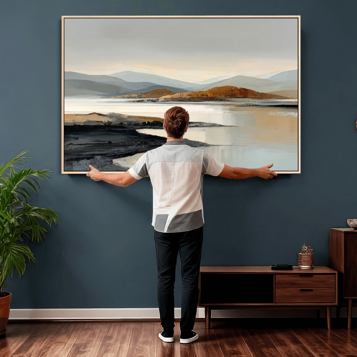 56450386-MGV-CV-36X24 - Modern Abstract Landscape Canvas Wall Art, Minimalist Nature Printing