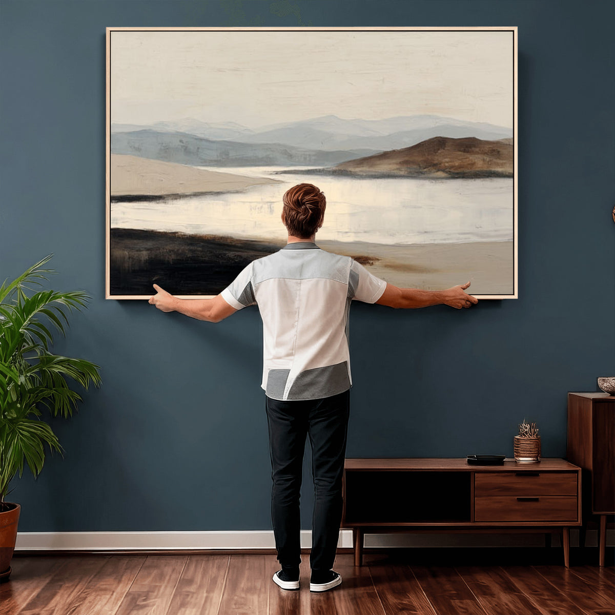 36873679-MGV-CV-36X24 - Modern Abstract Landscape Canvas Wall Art, Minimalist Nature Printing
