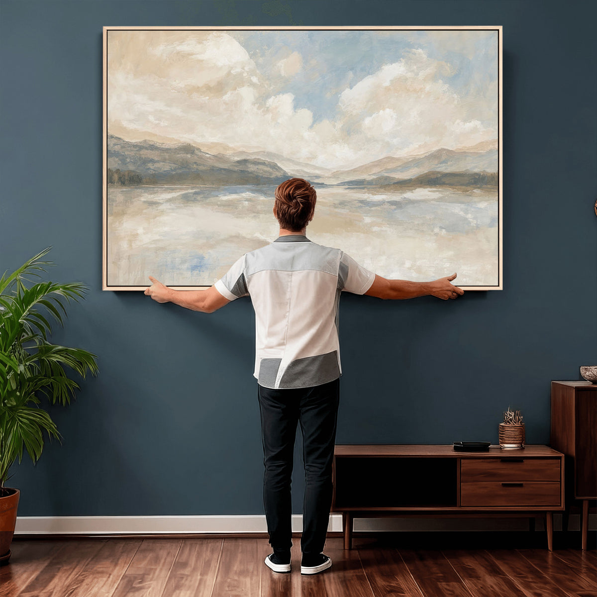 12998065-MGV-CV-36X24 - Serene Mountain and Lake Landscape Canvas Wall Art