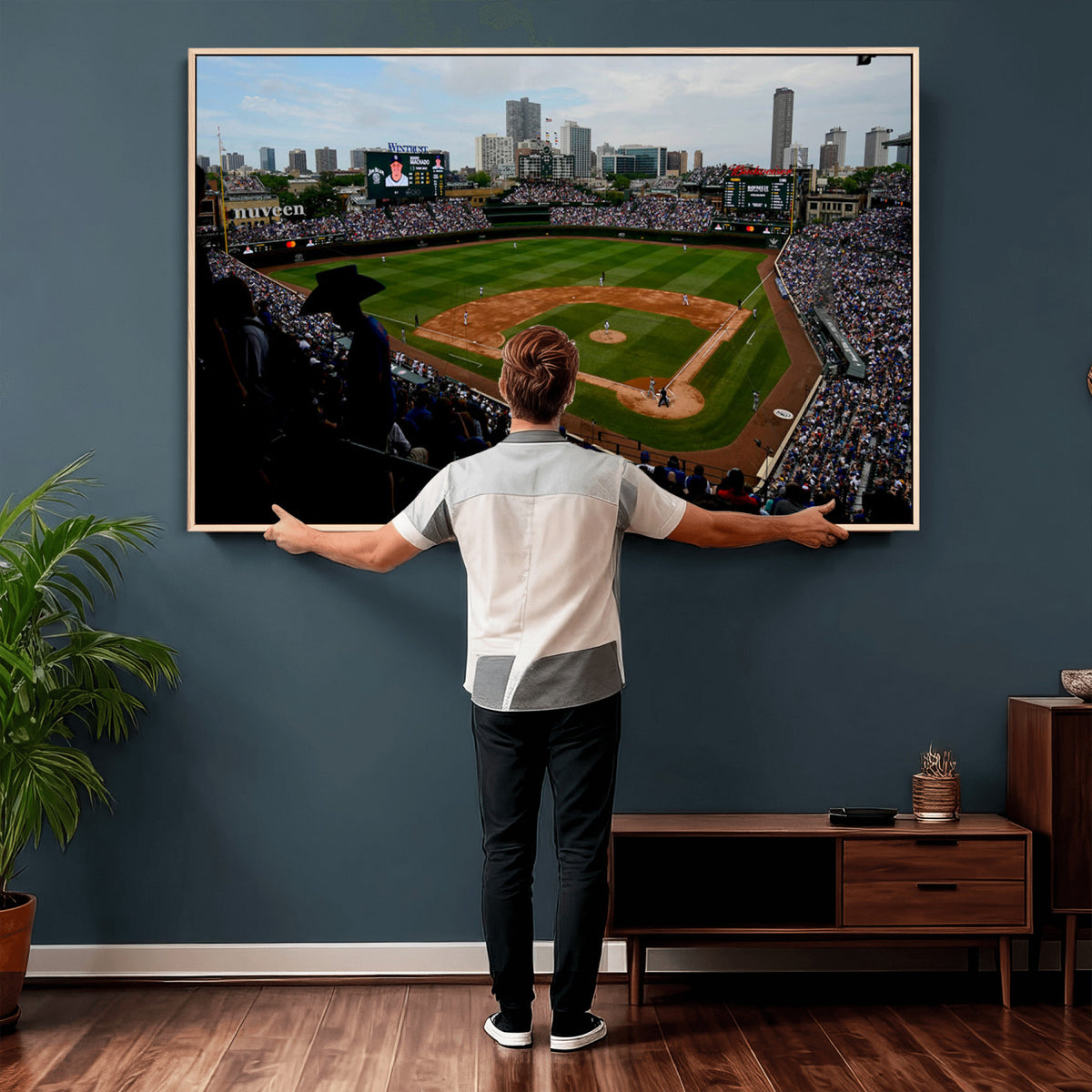 34859D-MGV-CV-36X24 - Chicago Cubs Baseball Team Print - Wrigley Field Stadium