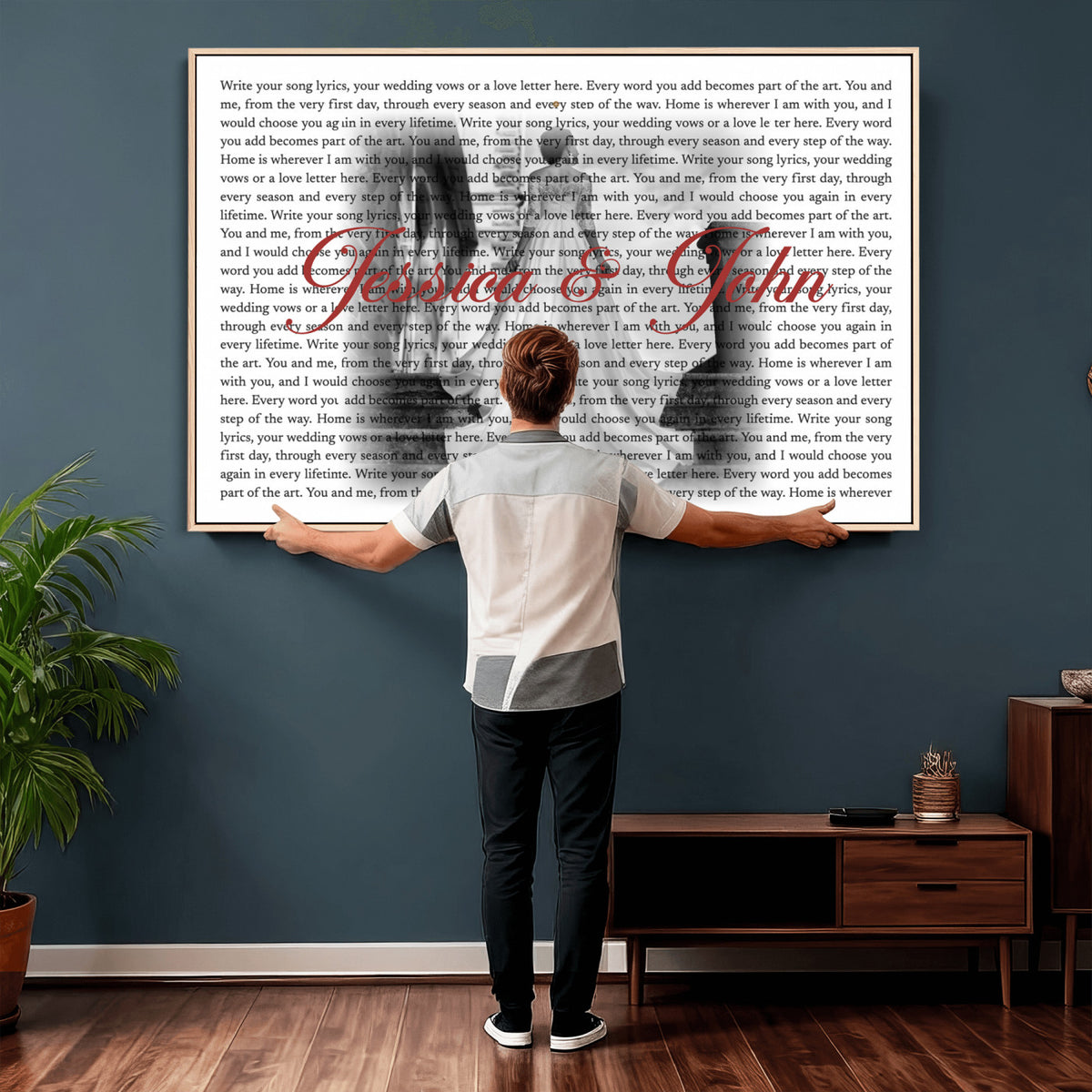 CSTM914LIRIK-MGV-CV-36X24 - Song Lyrics over Photo Canvas Print – Personalized Wedding Song and Photo Wall Art