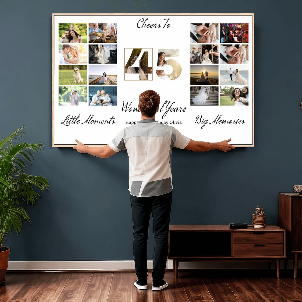 CSTM914CLJ-MGV-CV-36X24 - Moments and Memories Canvas Print – Personalized Birthday Photo Grid Wall Art
