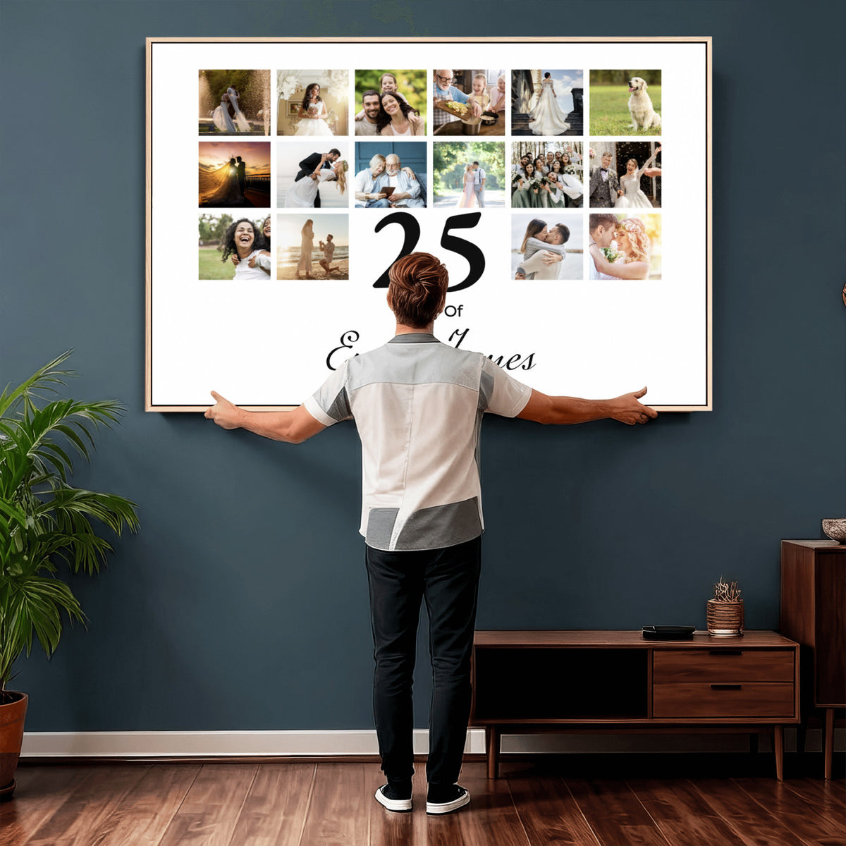 CSTM914ANID-MGV-CV-36X24 - Photo Grid with Number Canvas Print – Personalized Birthday or Anniversary Photo Collage