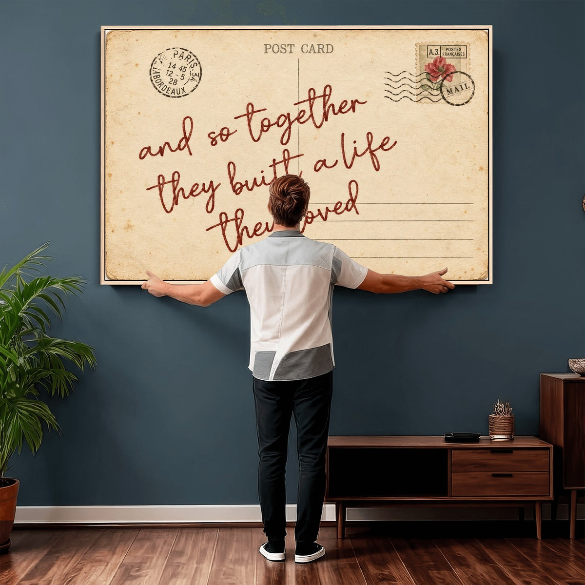 Personalized vintage postcard canvas with custom love note, view 25