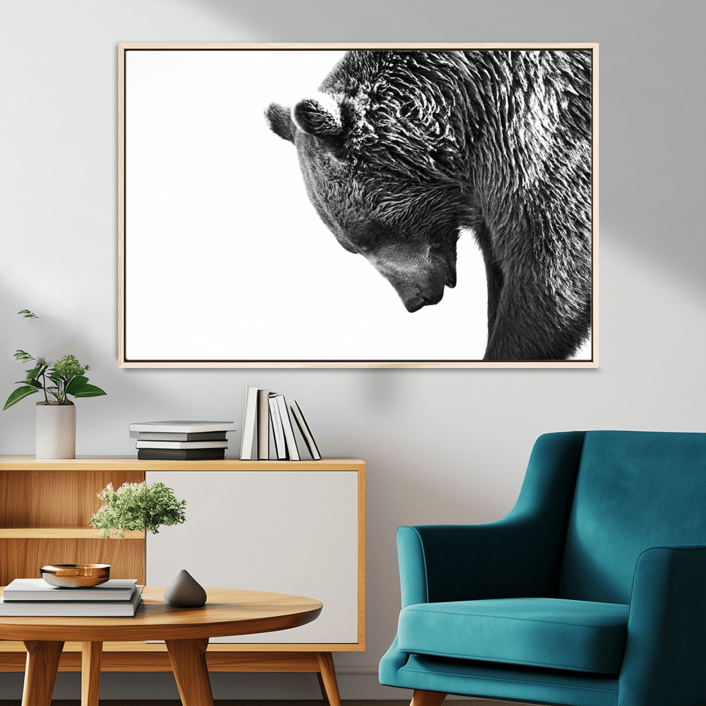 MGV-FC-36X24 - Black and White Grizzly 399 Bear Canvas Print Wall Art | Large Wildlife Canvas Print for Living