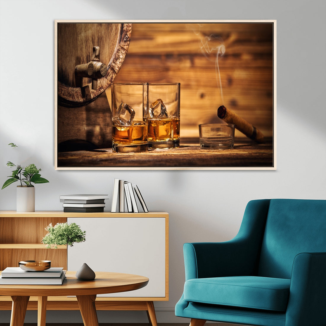 Rustic Whiskey and Barrel Canvas Print