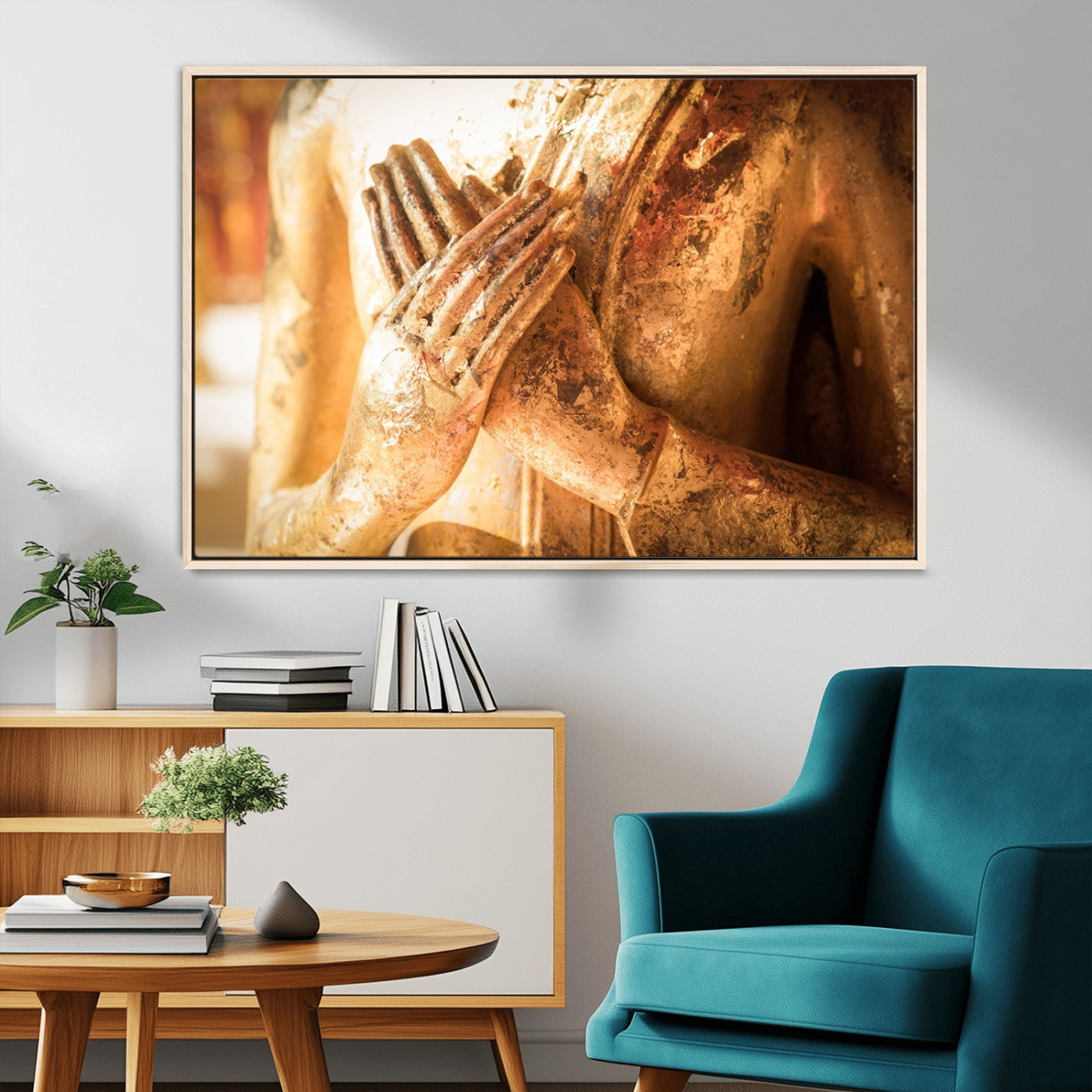 MGV-FC-36X24 - Buddha Statue Hands Wall Art Canvas Print
