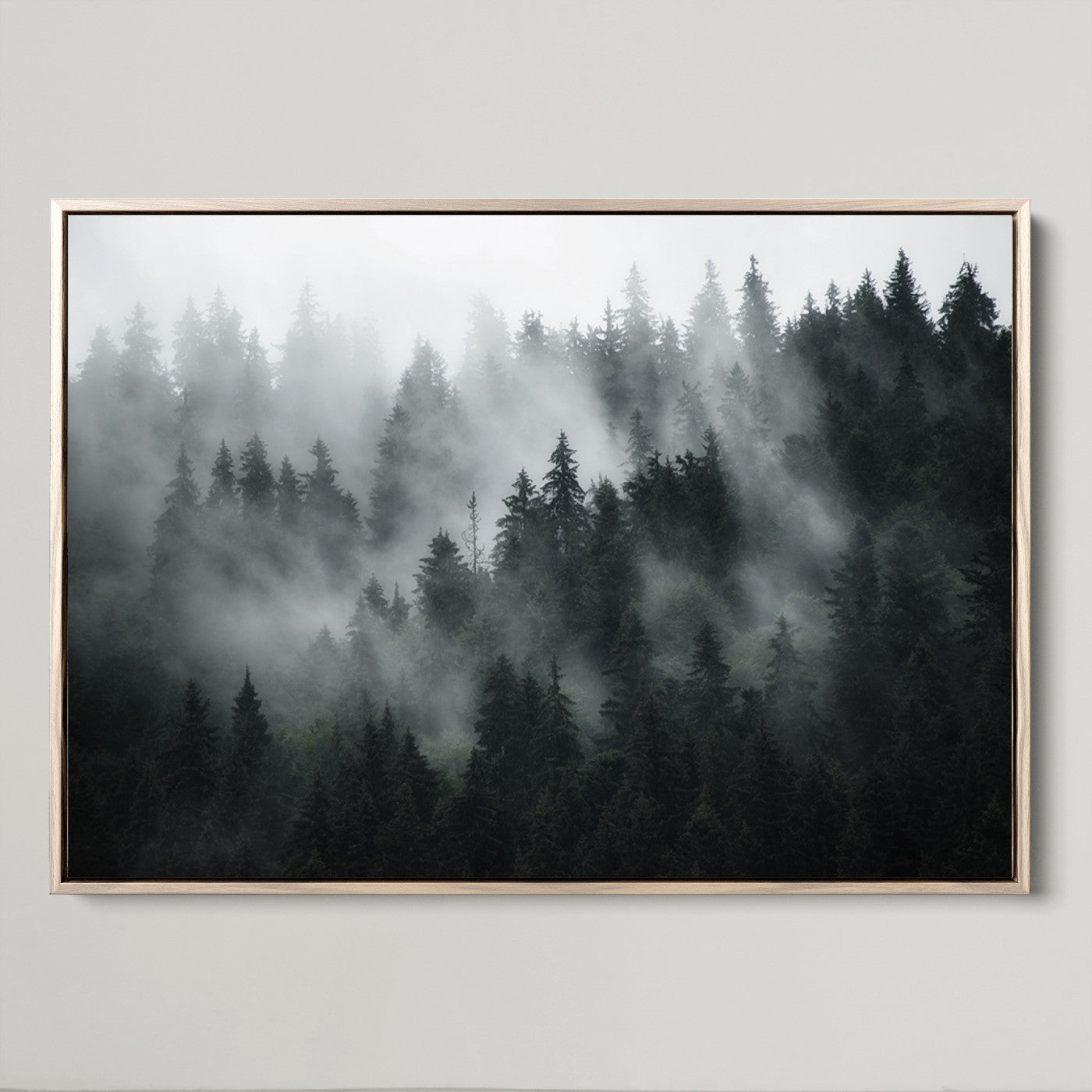 52359-MGV-CV-36X24-Foggy Forest Wall Art Canvas Print | 3 Panel Large Misty Landscape for Dining Room, Office, or Living Room | Ready to Hang Nature Deco