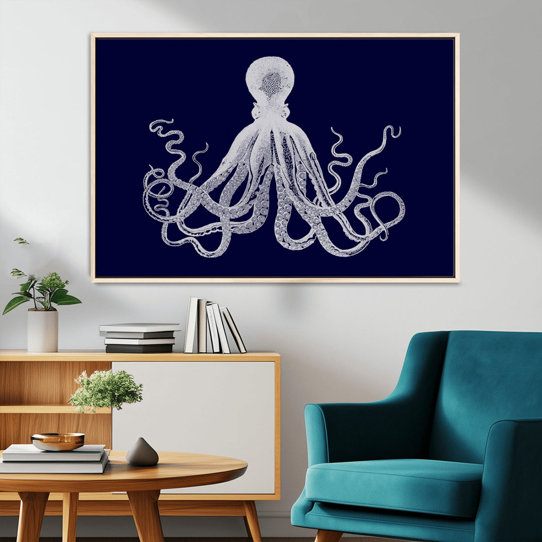 Blue Octopus Wall Art Canvas Print