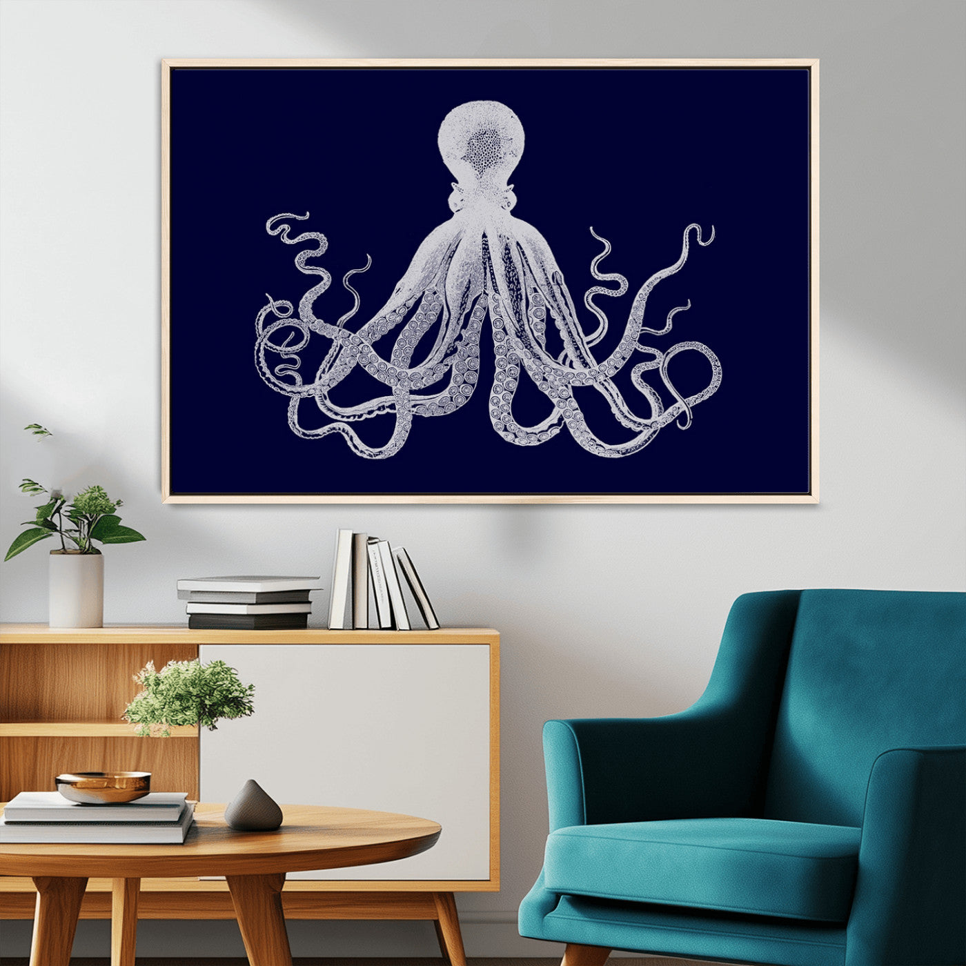 MGV-FC-36X24 - Blue Octopus Wall Art Canvas Print